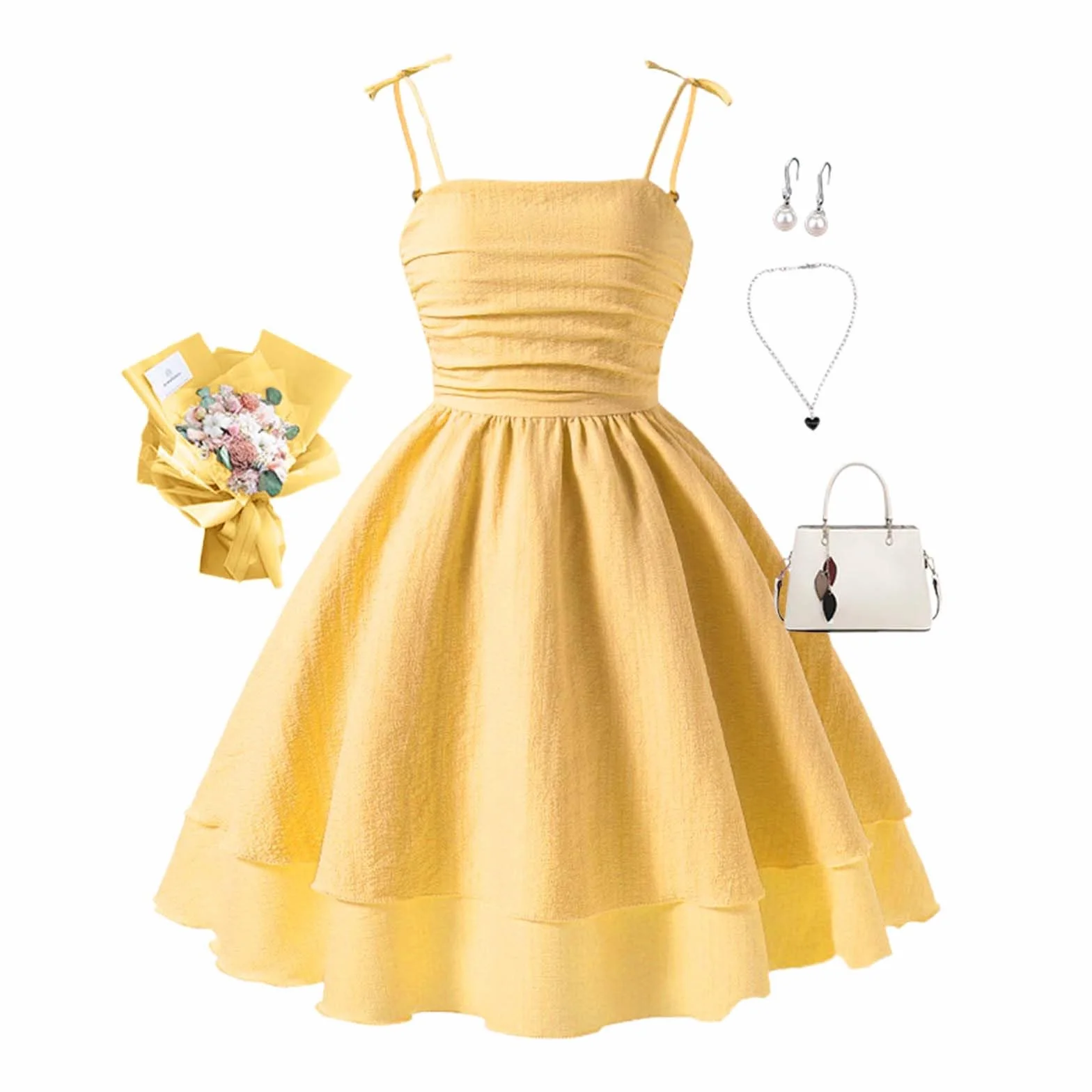 Vestito estivo da ragazza senza maniche casual giallo per bambini 8 12 anni
