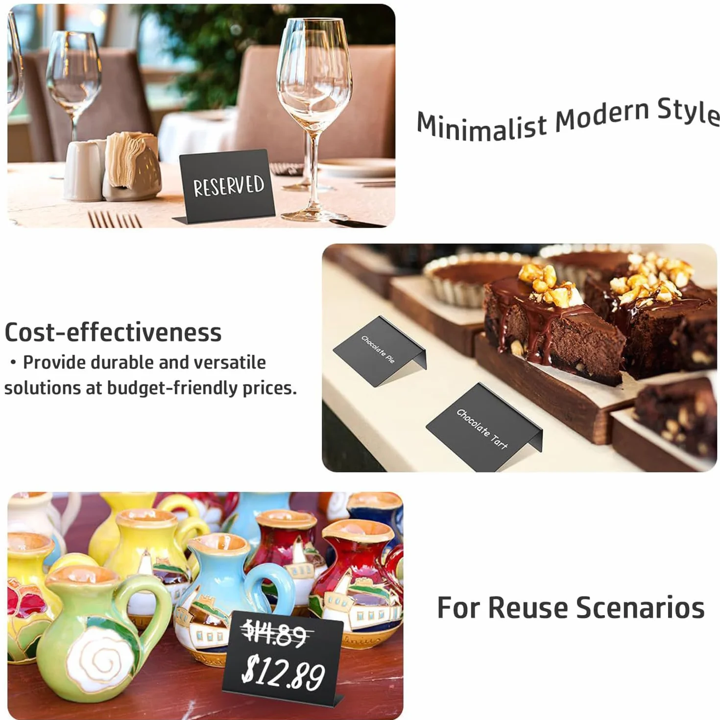 Mini Lavagna,30 Pezzi lavagnetta cancellabile, cartellini prezzi,Numeri Tavoli Ristorante Segnaposto Tavolo Nera per Buffet, Matrimoni, Feste, Ristoranti