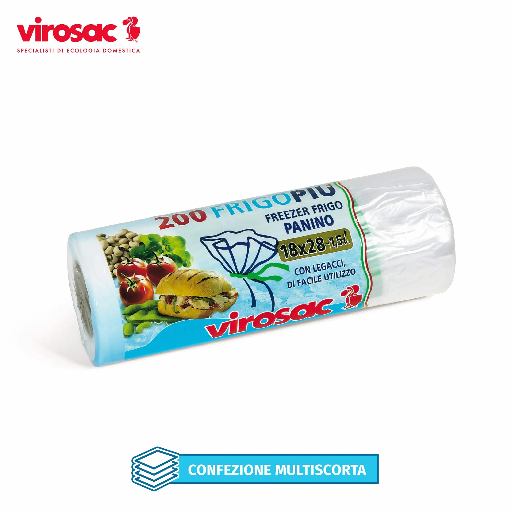 Virosac Sacchetti per Frigo e Freezer HDPE 18x28-1,5L 200 unità