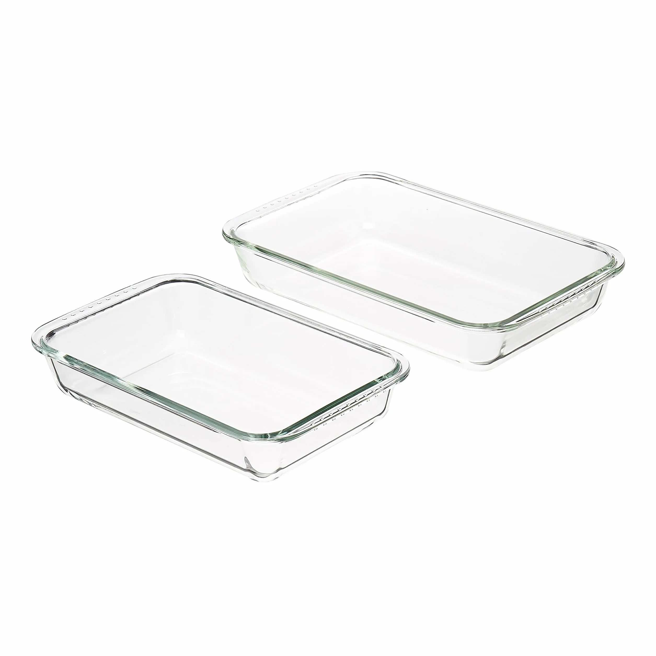 Amazon Basics Rettangolare Pirofile in vetro, set da 2 pezzi, 1 x 2,2 l, 1 x 3 l, Trasparente