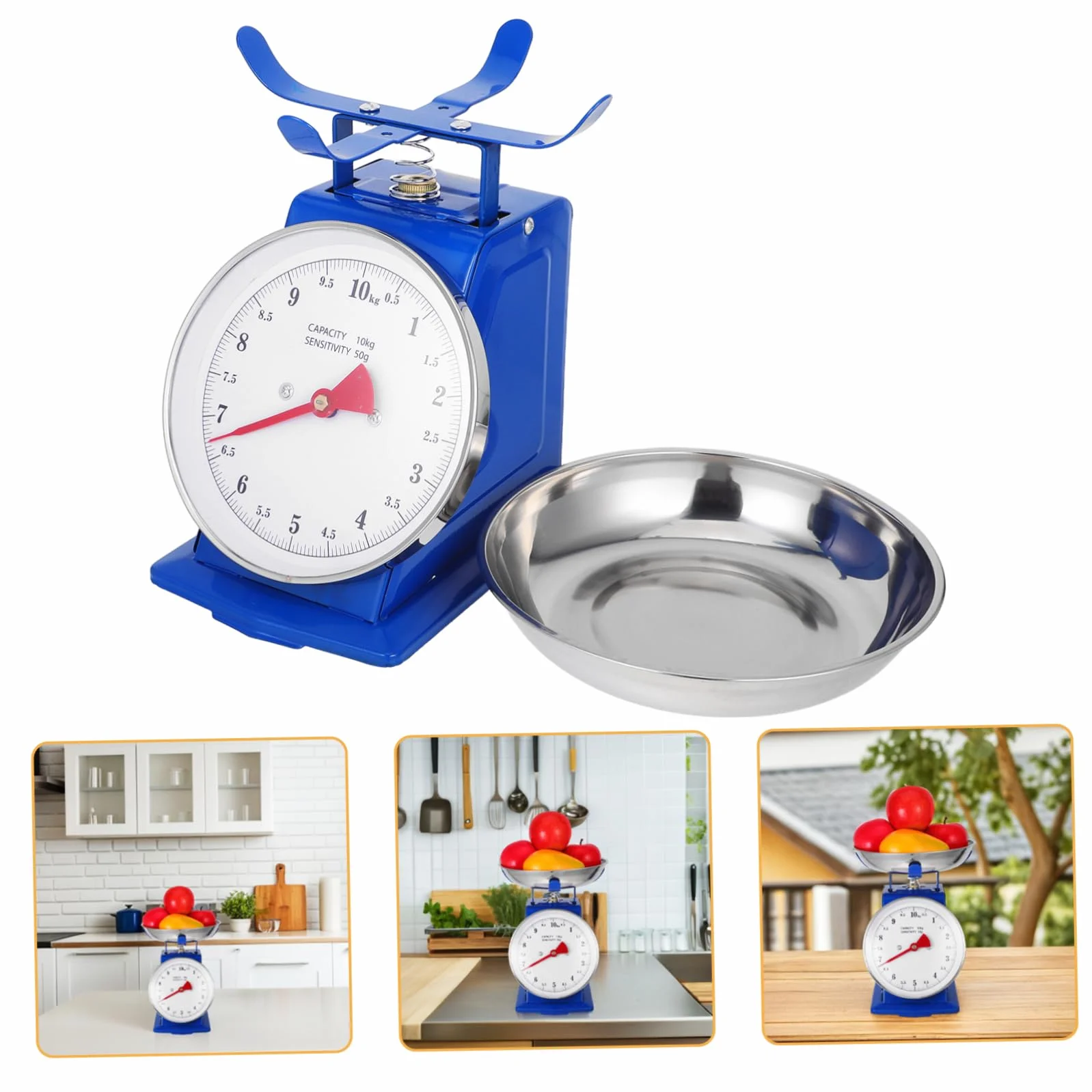 POPETPOP Bilancia Da Cucina Meccanica Per Alimenti: Bilancia Vintage in Acciaio Inossidabile Da 10 Kg Con Vassoio Staccabile Per La Cottura Al Forno E La Preparazione Dei Pasti, Display
