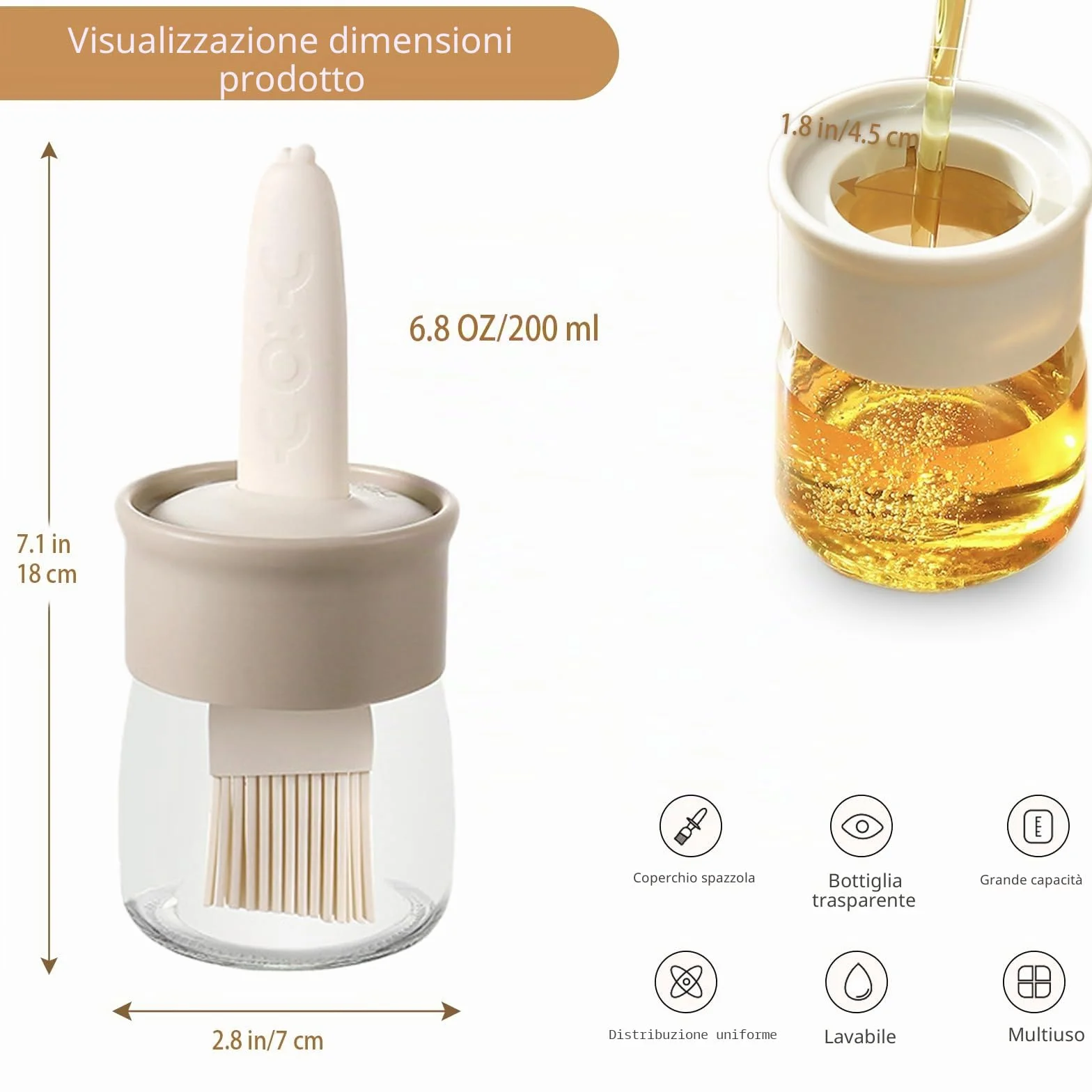 Bottiglia per salsa e olio in silicone 200 ml per cucina BBQ