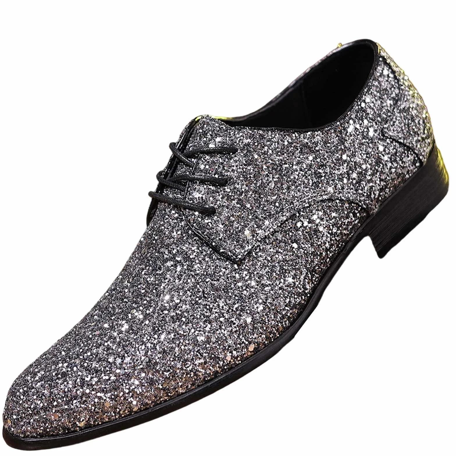 Scarpe da ginnastica glitterate uomo argento paillettes punta chiusa carnevale lavoro feste