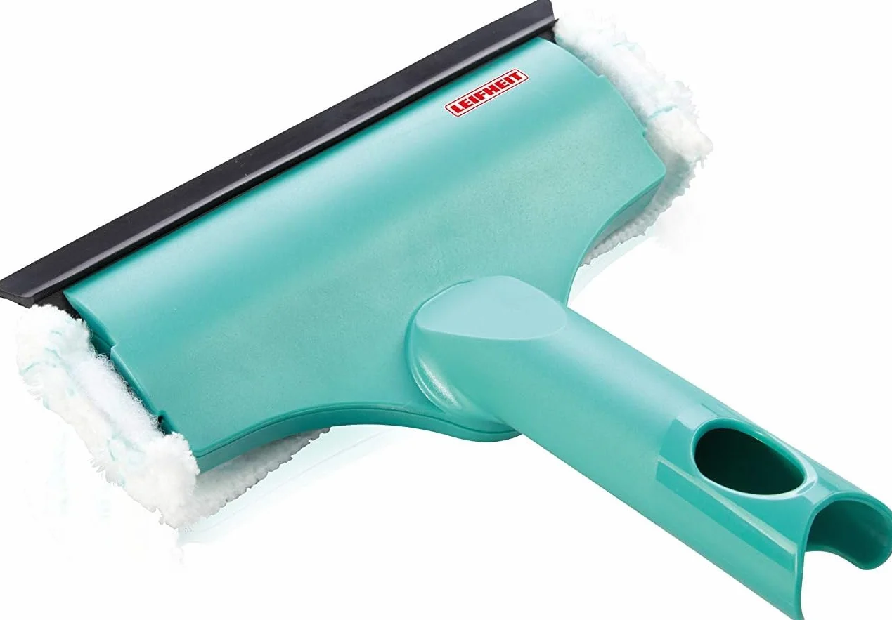 Leifheit Tergivetro S Window & Frame Cleaner con Copertura in Microfibra, Lavafinestre con Gomma Tergivetro