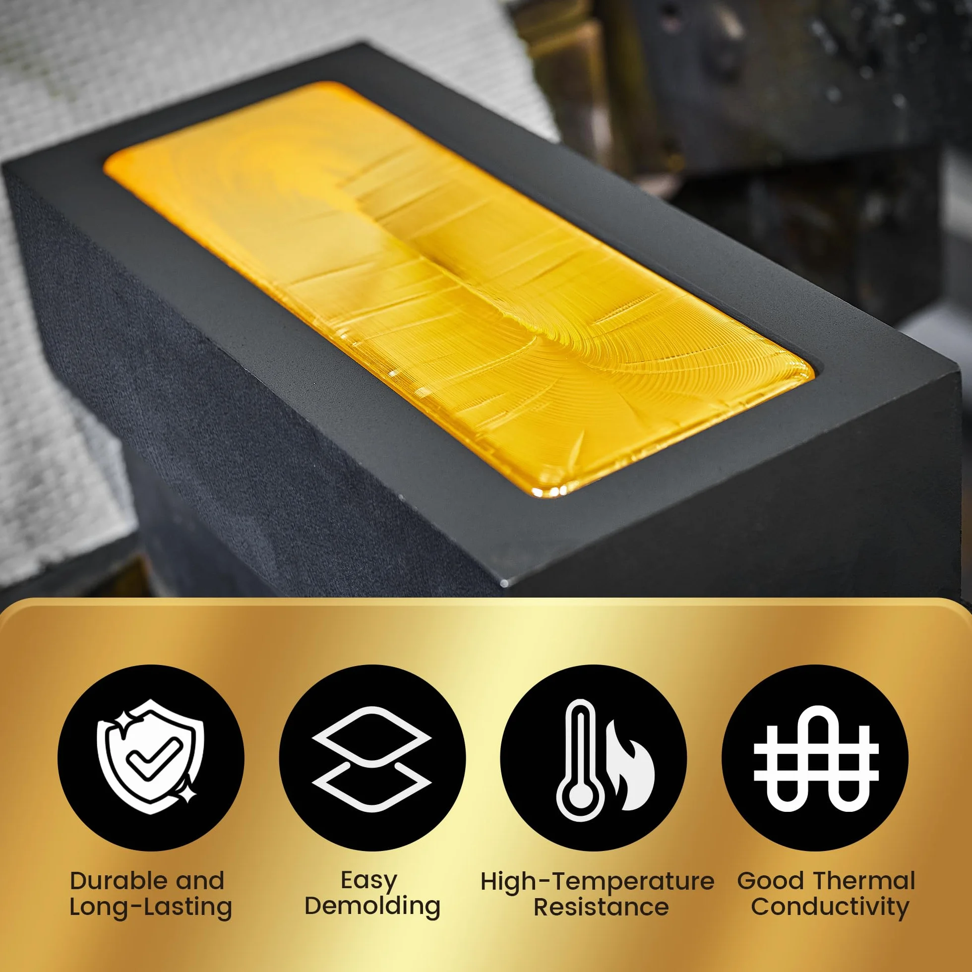 Stampo in grafite premium 4 kg per fusione metalli - Materiale alta purezza per oro argento alluminio rame ottone - Resistente calore 1800℃
