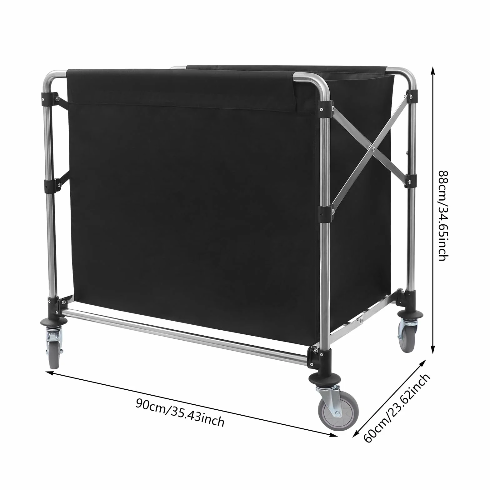 Carrello per la biancheria, con ruote, pieghevole, per la biancheria, per la casa, hotel, 90 x 60 x 88 cm
