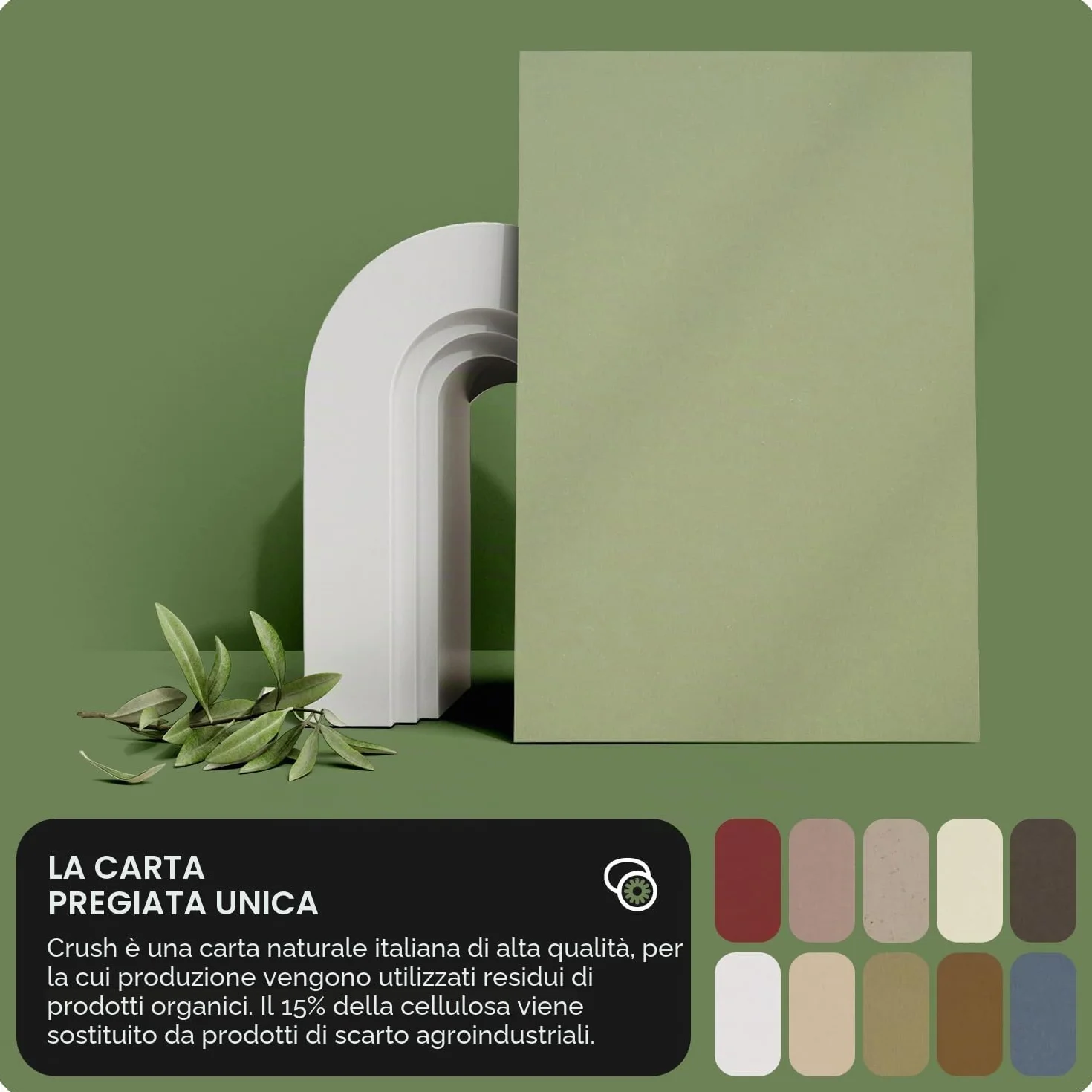 Netuno cartoncino ecologico A4 250g Crush Kiwi carta riciclata colorata naturale