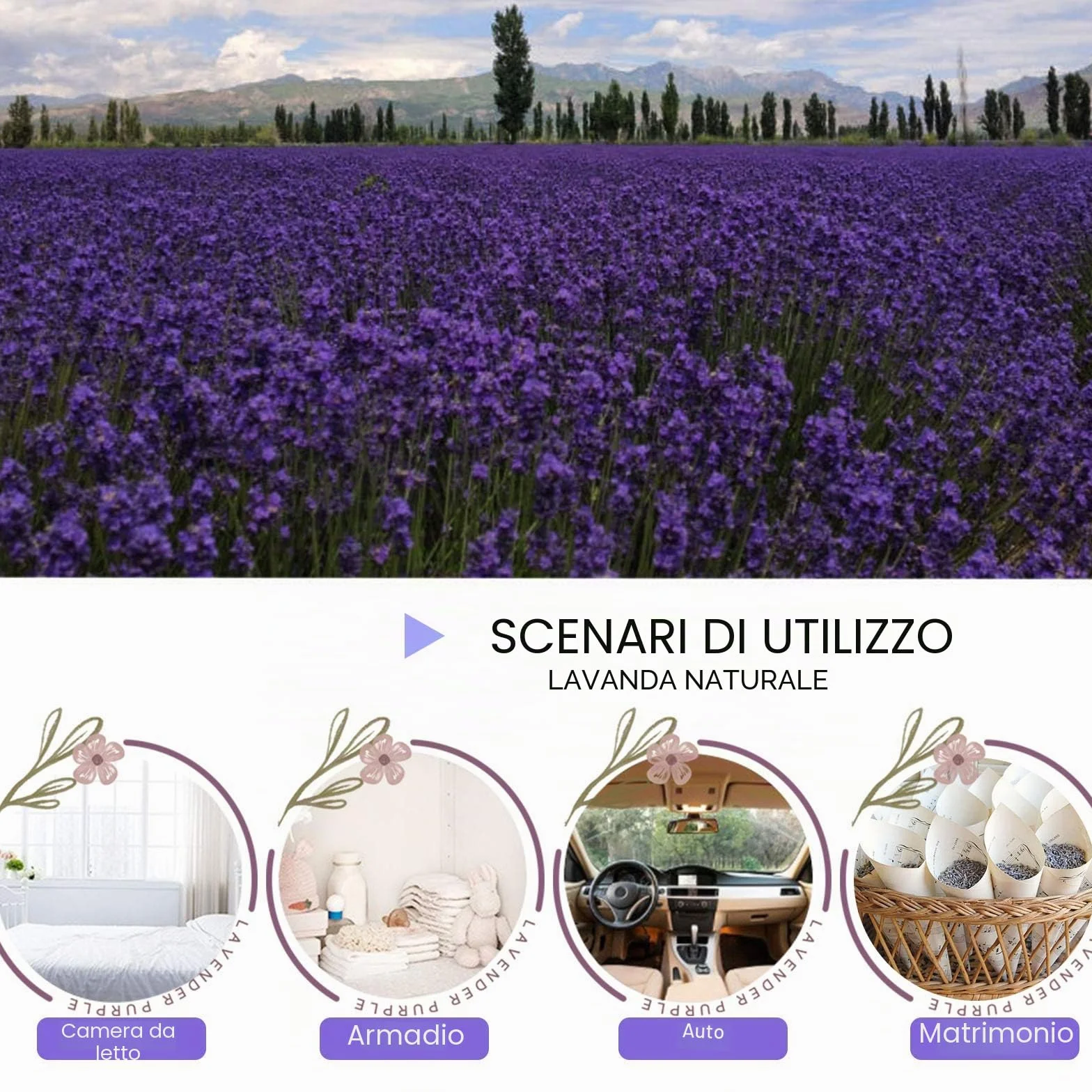 Fiori di Lavanda Boccioli Lavanda Essiccata per Sapone, Sacchetti Profumati, Matrimonio, 225g
