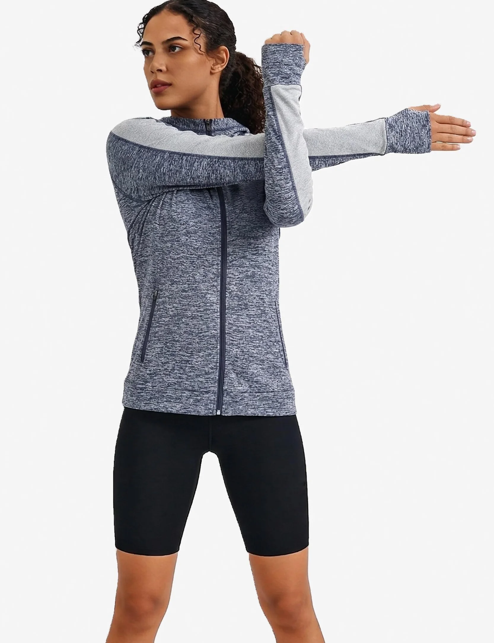 Felpe Donna con Cappuccio e Zip Leggero Traspirante Giacca Sportiva Slim Fit ad Asciugatura Rapida per Fitness Jogging Yoga