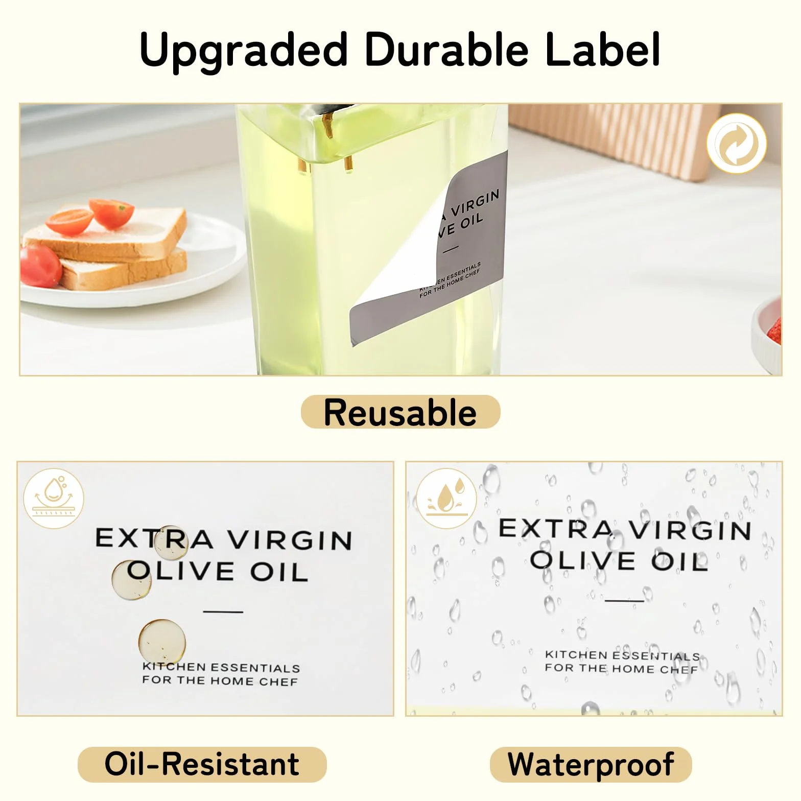 VINATO 2 Pezzi Porta Olio Set, 500ml Oliera Vetro Con Beccuccio, Imbuto1, Etichette36 Per Olio E Aceto, Bottiglia Olio Per Cucina, Caffè E Bar