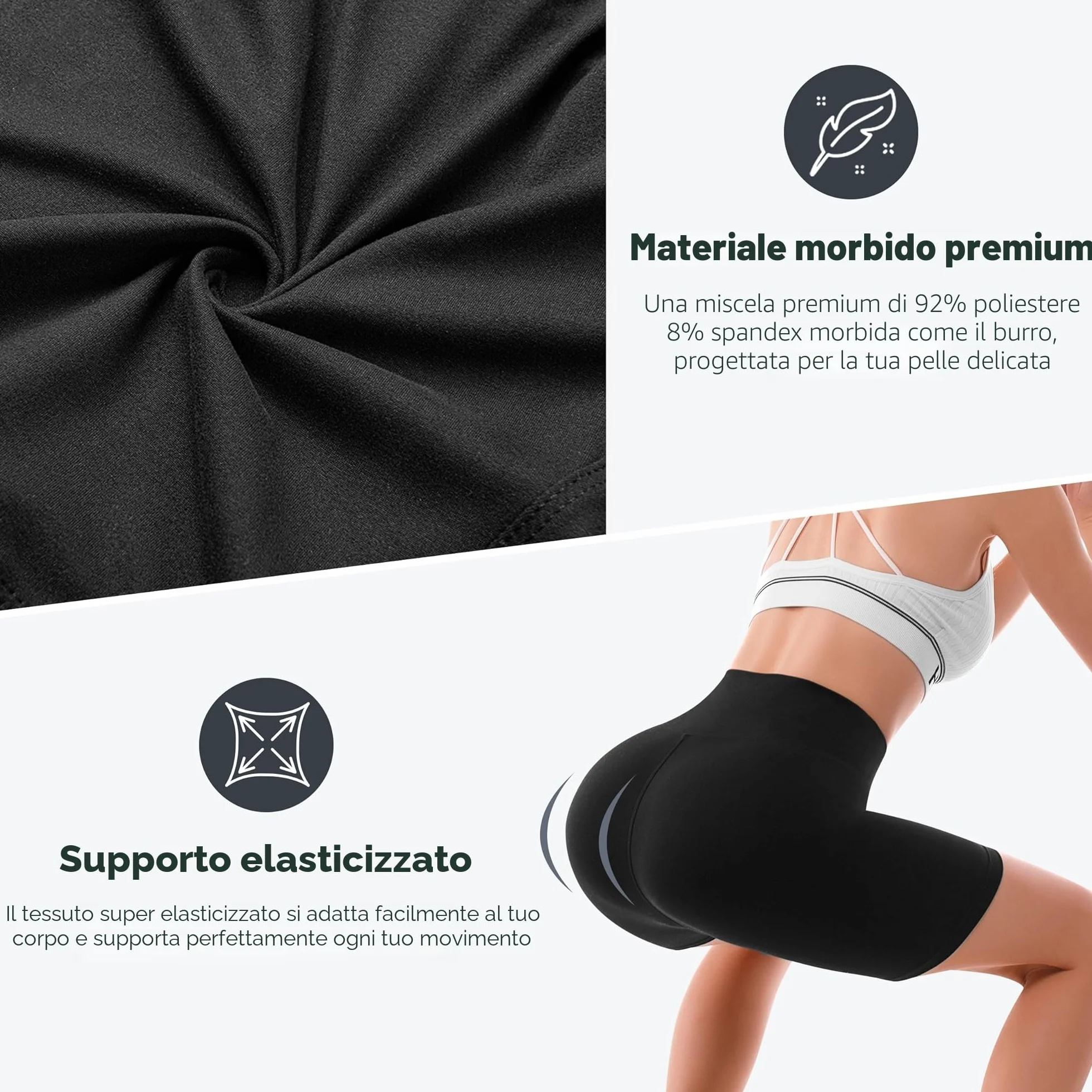 SINOPHANT Pantaloncini Donna Vita Alta Morbidi Corti Hotpants per Yoga Ciclismo Corsa Allenamento