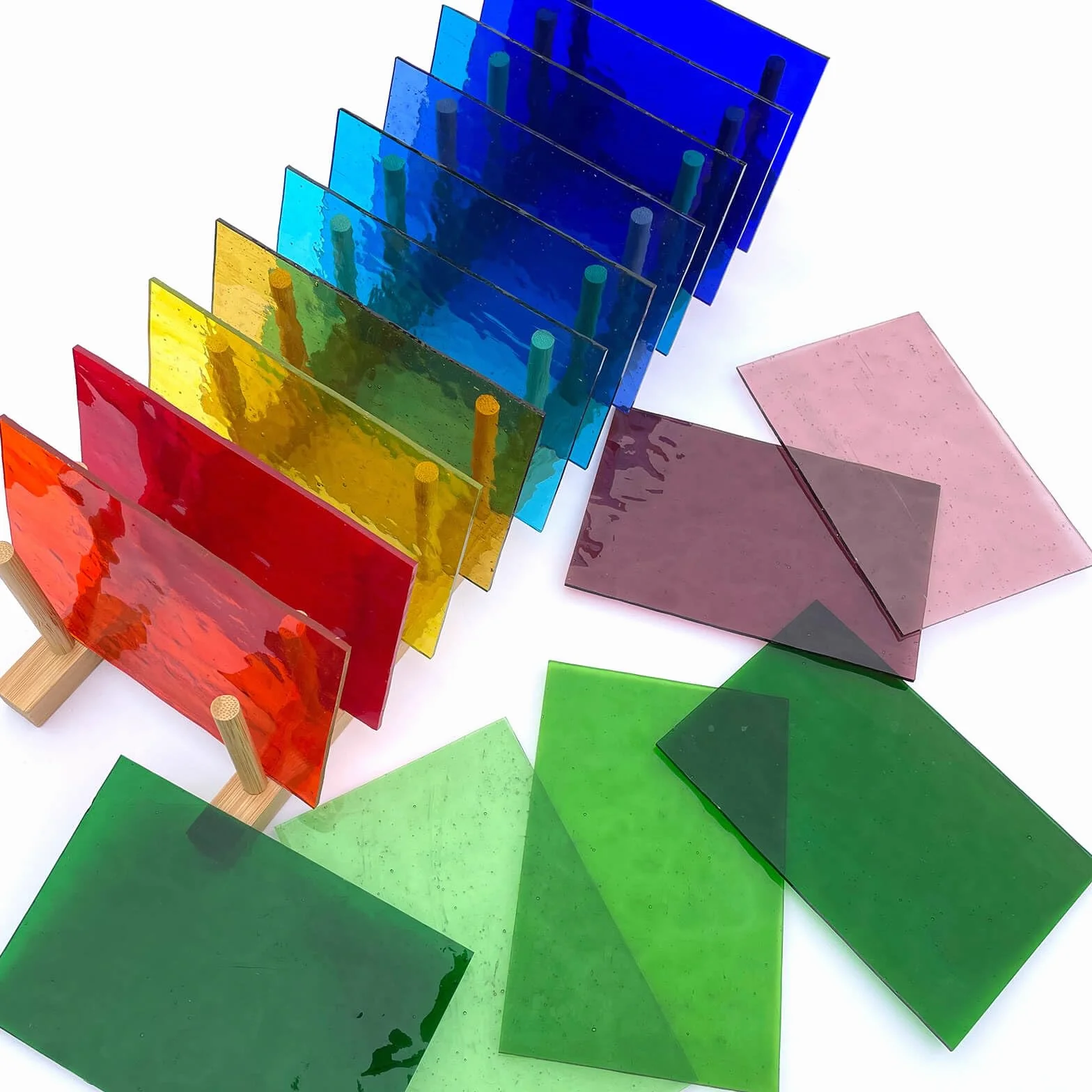 Vetro Colorato Trasparente 16 Fogli 15,2x10,2 cm per Mosaico Arte Cattedrale