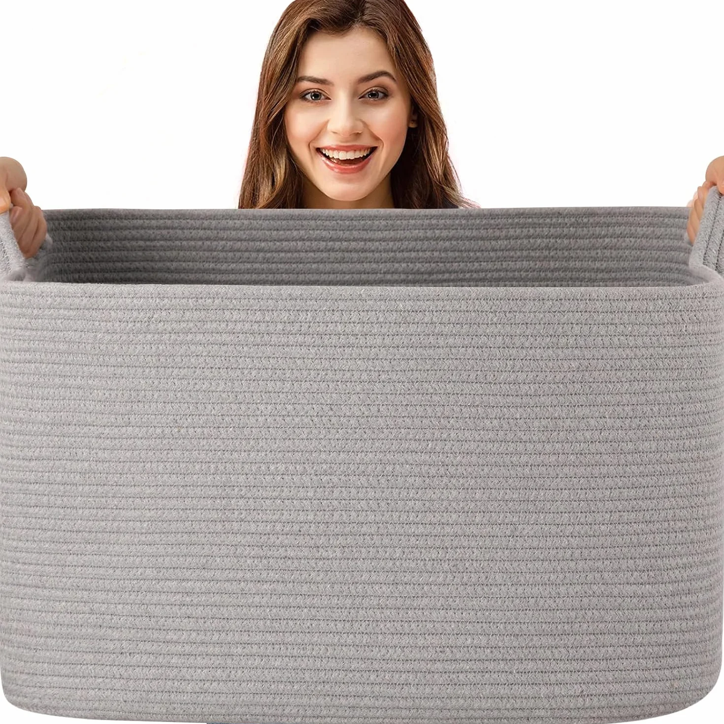 Esteopt Cesto portaoggetti extra large da 85 l, con manici, in tessuto resistente, pieghevole, organizer per giocattoli, coperte, vestiti stagionali, design salvaspazio pieghevole (60 x 40 x 35 cm
