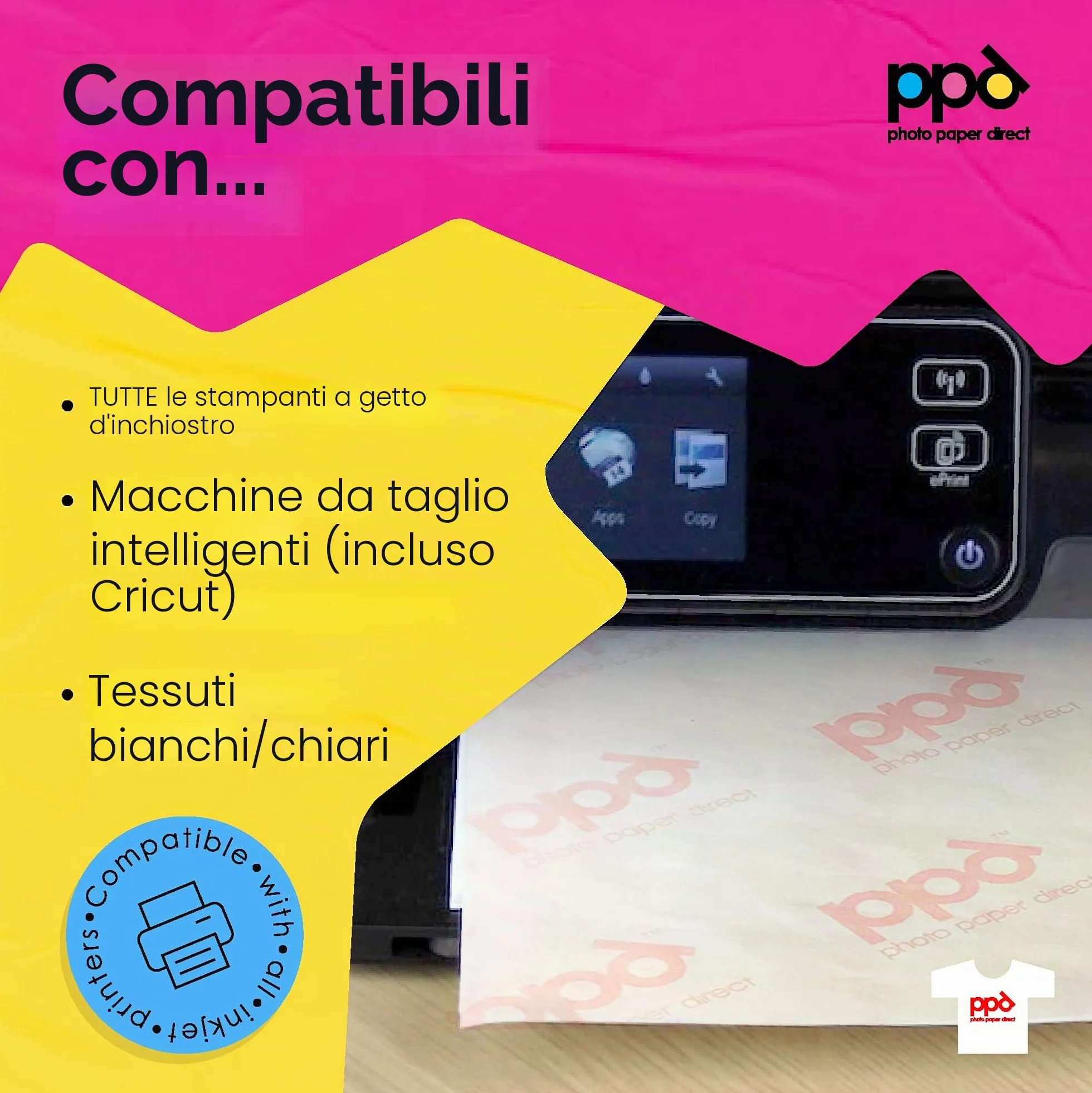 PPD A4 20 Fogli Di Carta Trasferibile Termoadesiva Per Inkjet - T-Shirt E Tessuti Chiari - PPD-1-20