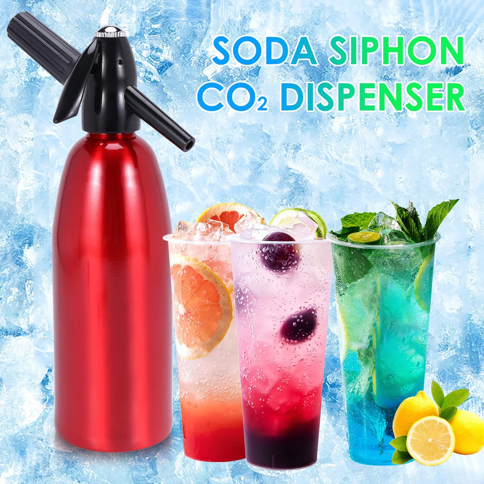 Soda Maker Portatile Aluminium Sparkling Water Maker con Regolatore di Pressione