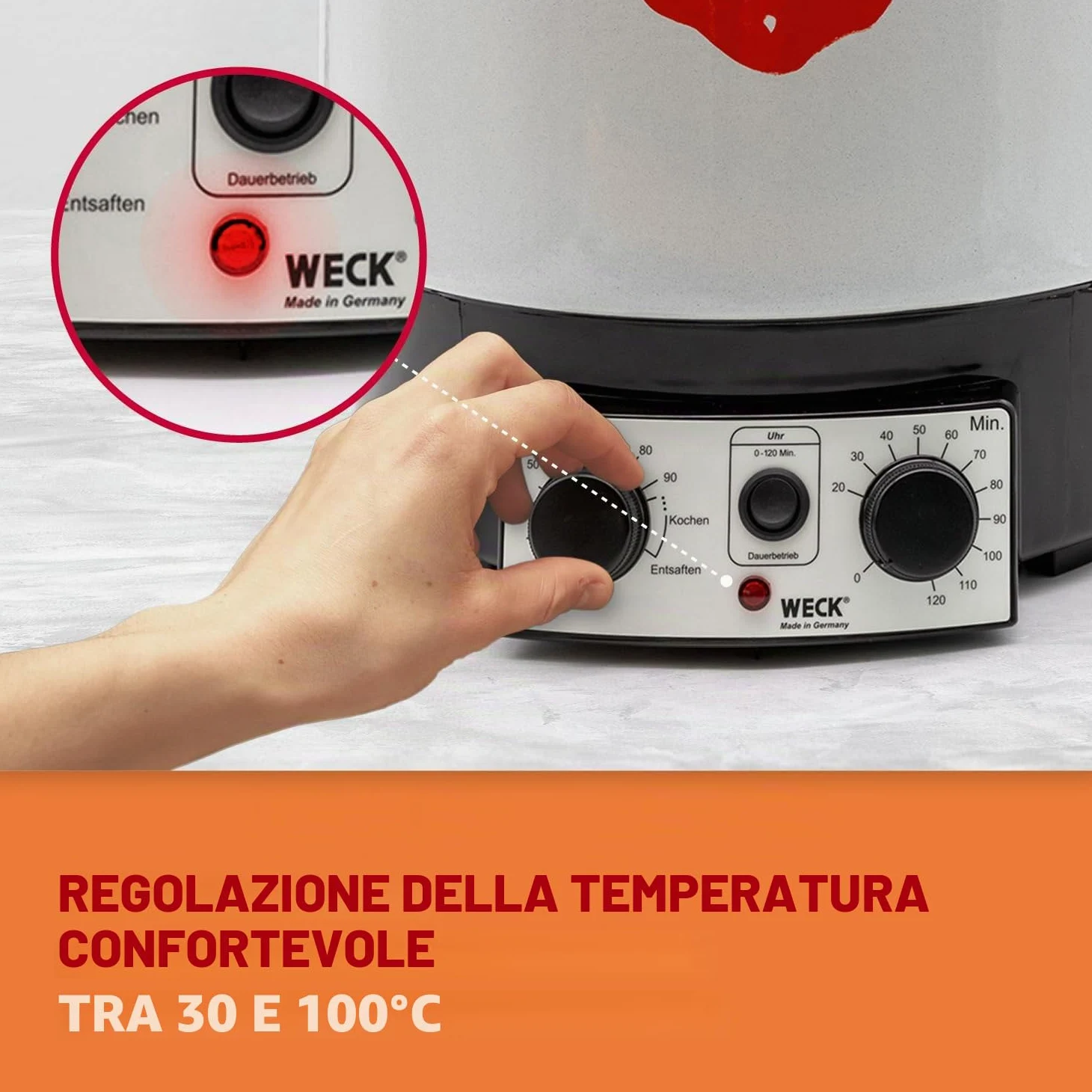 WECK Sterilizzatore elettrico WAT 15 (sterilizzatore a smalto, dispensatore di acqua calda, fornello per vino caldo, termostato, timer, 29 litri) 6830