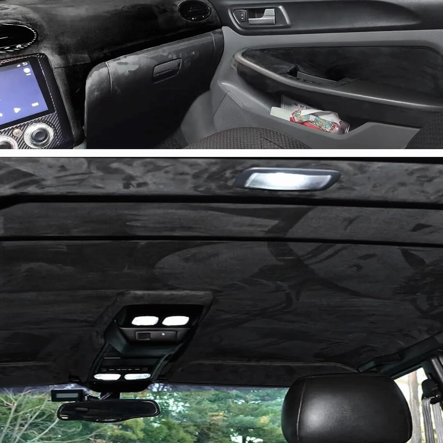 Tessuto Autoadesivo in Microfibra,150x40cm Tessuto Adesiva per Auto,Elasticizzato in Velluto,Effetto Pelle Scamosciata per Interni Auto (Nero, 300 * 50cm)