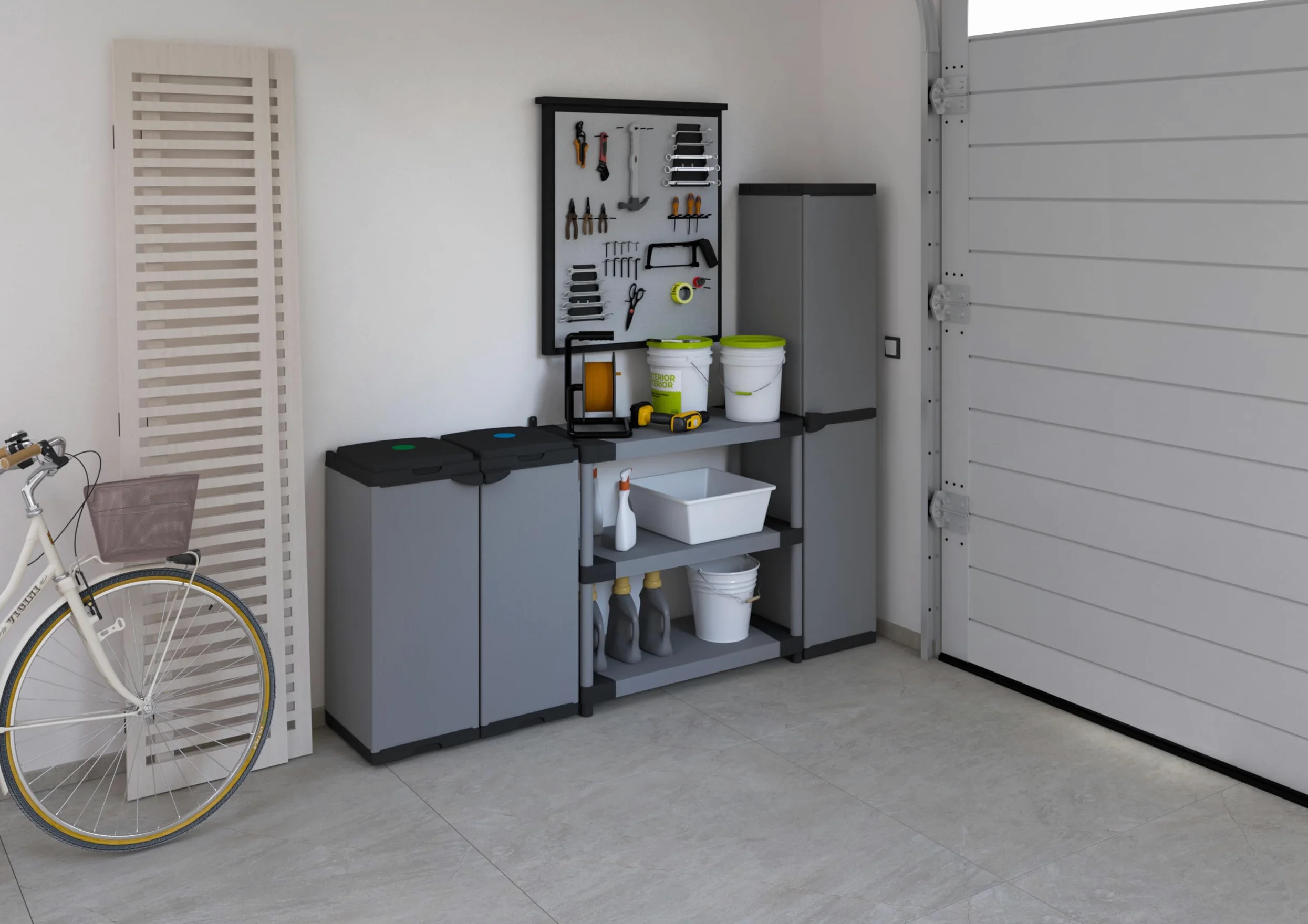 Adventa: Mobile Portasacco Bis per Raccolta differenziata in Plastica, Facile da Montare, Modular System, adatto a Sacchi da 80-110 L, 68L x 38P x 87H cm