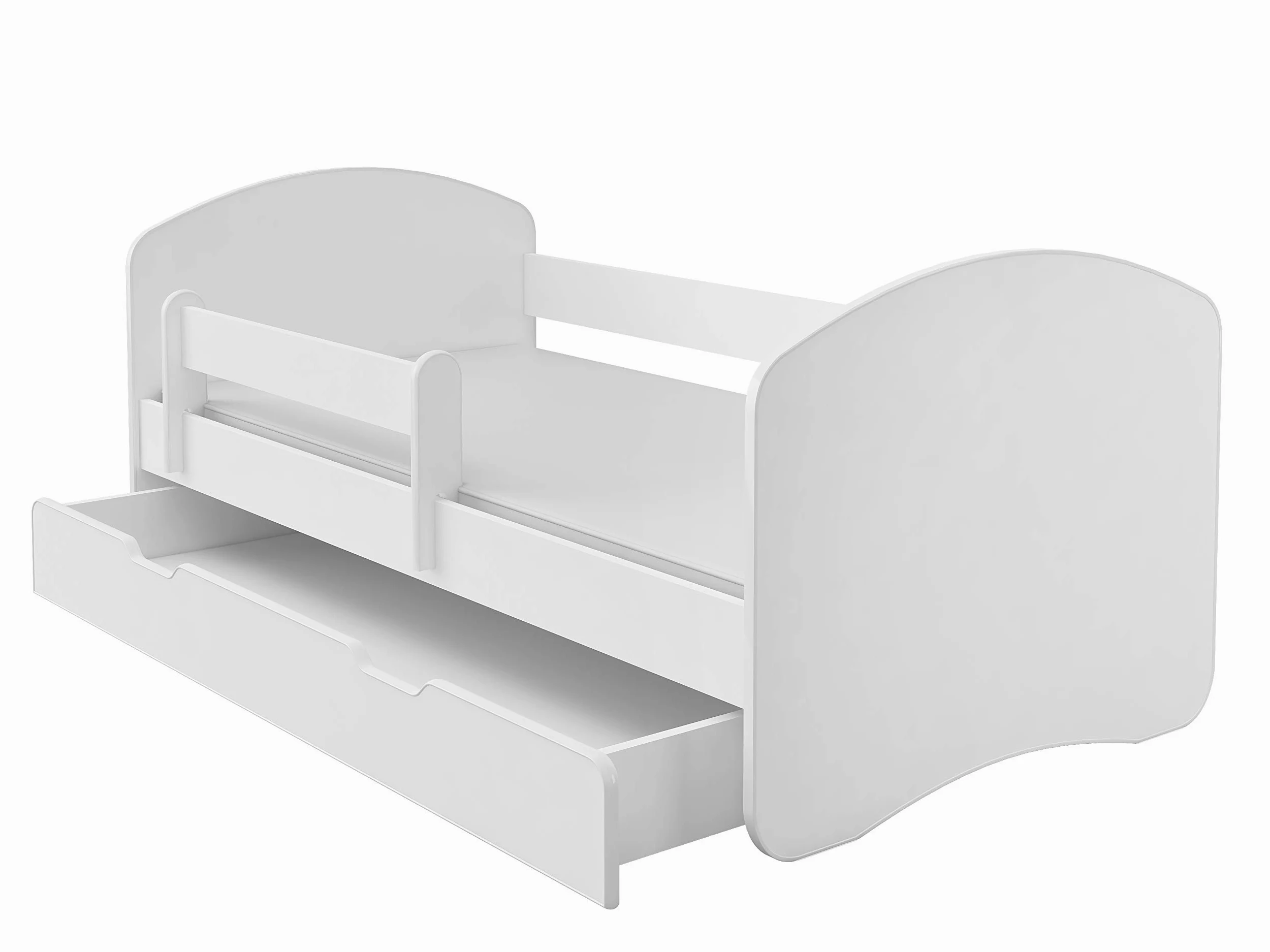 ACMA II Letto Junior 160x80 cm Bianco con Materasso e Rete a Doghe - Letto per Bambini con Sponde di Sicurezza, Portata fino a 120 kg, Variante con Cassetto
