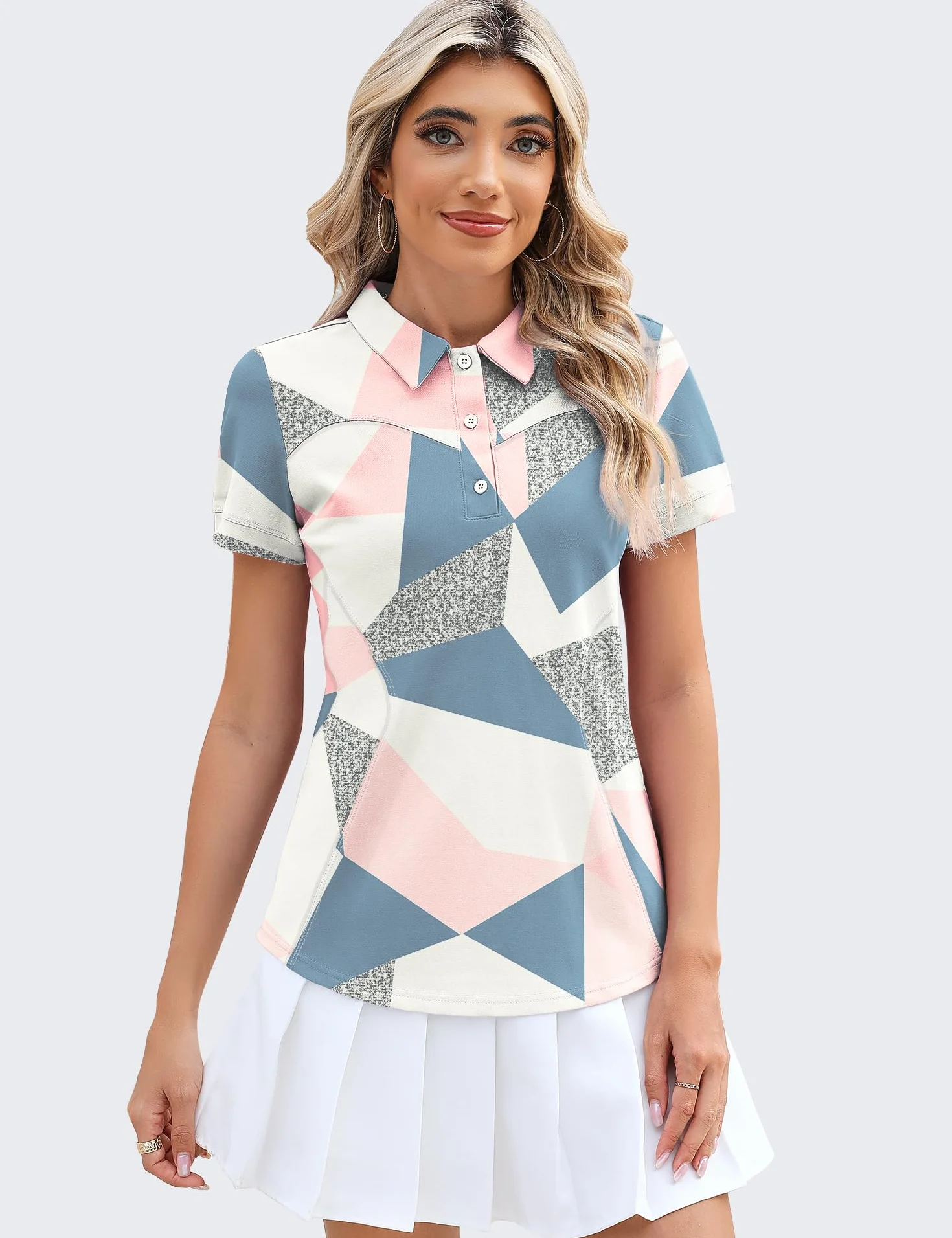 IECCP Polo da golf da donna a maniche corte in cotone con colletto leggero T-shirt traspirante estiva da lavoro casual top 2025