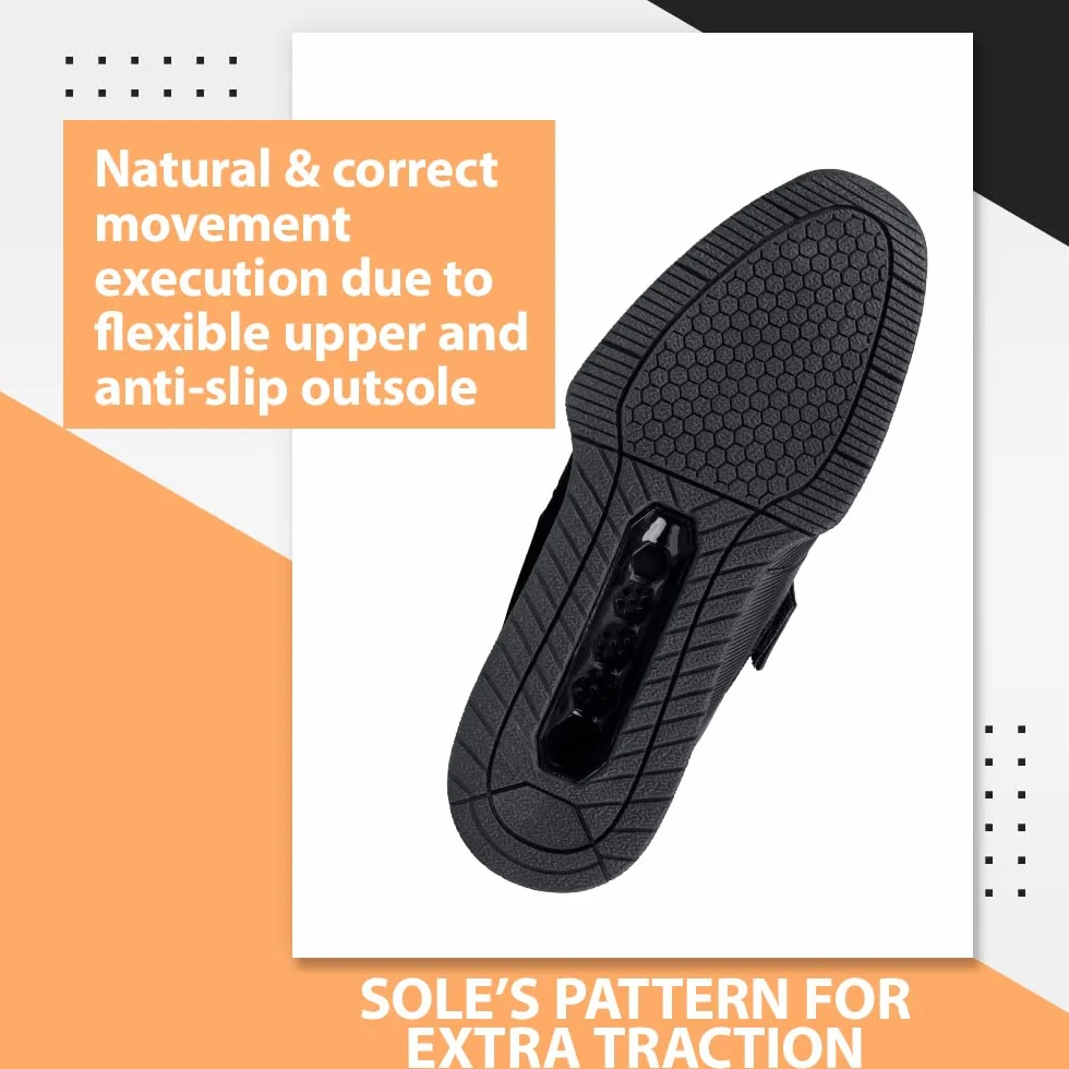 Nordcore Scarpe Sollevamento Pesi Force Black, Scarpe Squat Palestra, Calzature Powerlifting Cinturino Crossfit