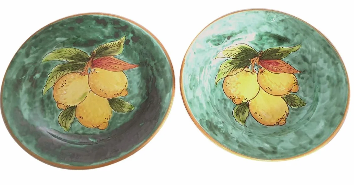 Piatti da Portata in Ceramica di Vietri Dipinti a Mano Coppia Limoni e Verde Ramina Made in Italy