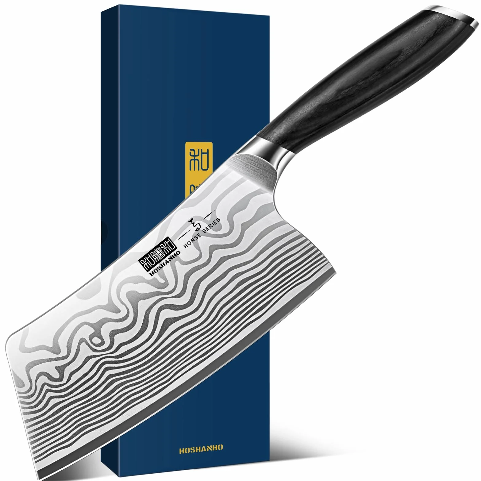 HOSHANHO Mannaia da Cucina 18 cm, Acciaio in Polvere ad Alto Tenore di Carbonio, Ultra Affilata