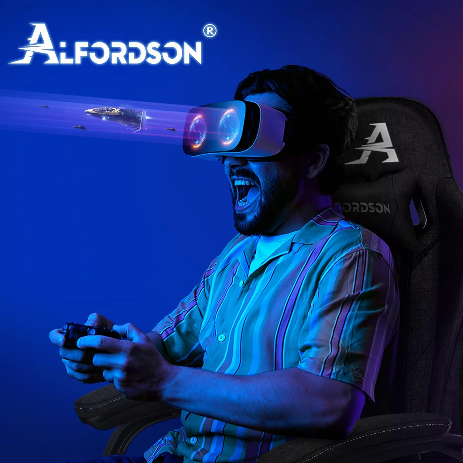ALFORDSON Sedia da Gaming Massaggiante, Poggiapiedi Telescopico, Sedia Gamer con Cuscino Lombare & Poggiatesta, Ergonomico Sedie da Ufficio Schienale Regolabile 90-150°, Tessuto(Nera)