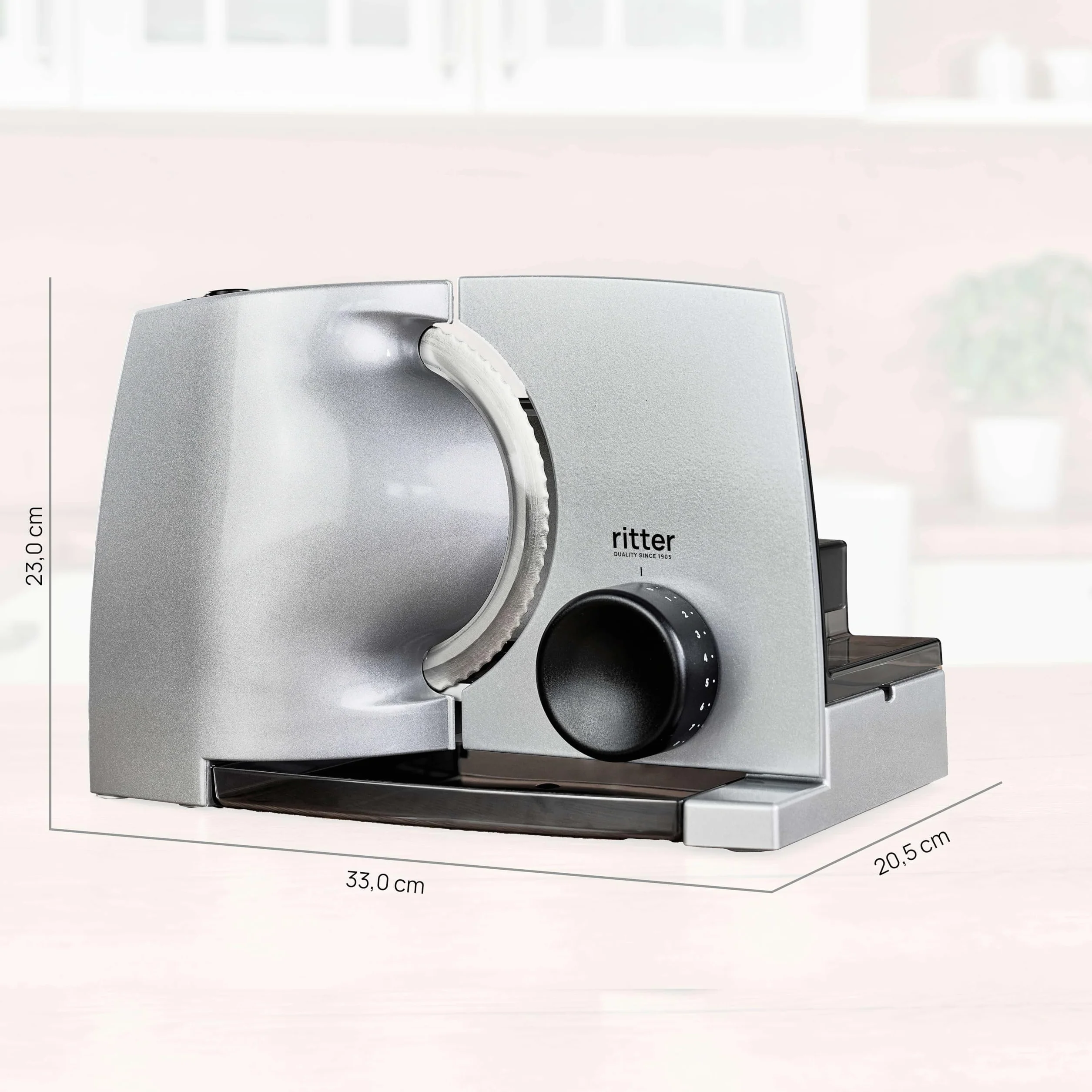 Ritter Compact 1 Affettatrice Elettrica con Motore Eco, 65 W, Metallico, Griggio