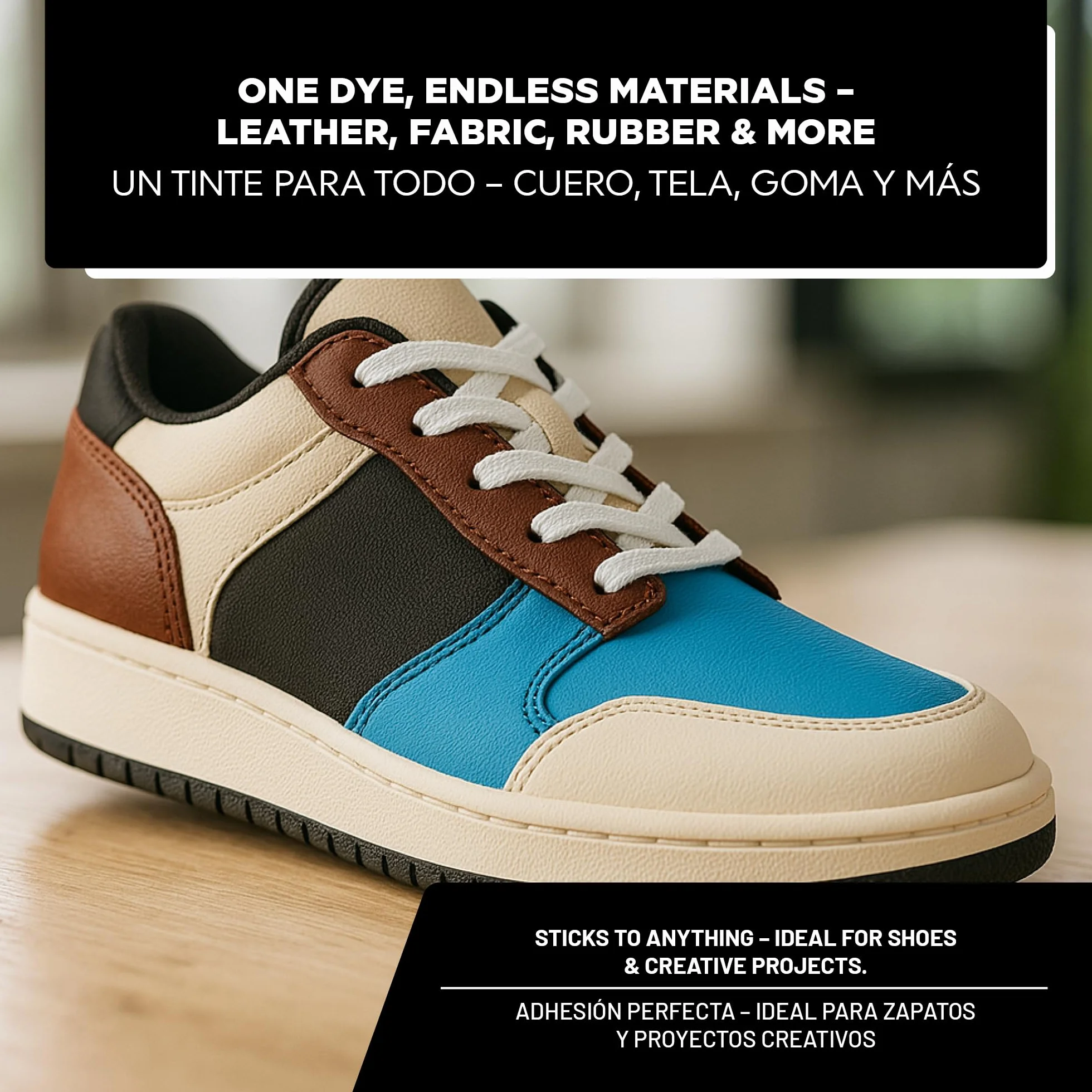 LM-Kreativ Colore della Pelle 4 x 50 ml - Nero, Bianco, Marrone, Azzurro per Scarpe e Borse