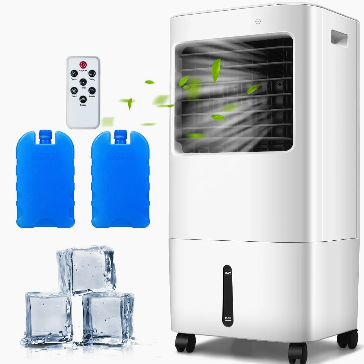 RELAX4LIFE Raffreddatore d'Aria Evaporativo 3 in 1, Serbatoio dell'Acqua 20L,Ventilatore, Umidificatore, 3 Modalità, 4 Velocità, Timer 7,5H, Telecomando, Adatto per Casa, Ufficio