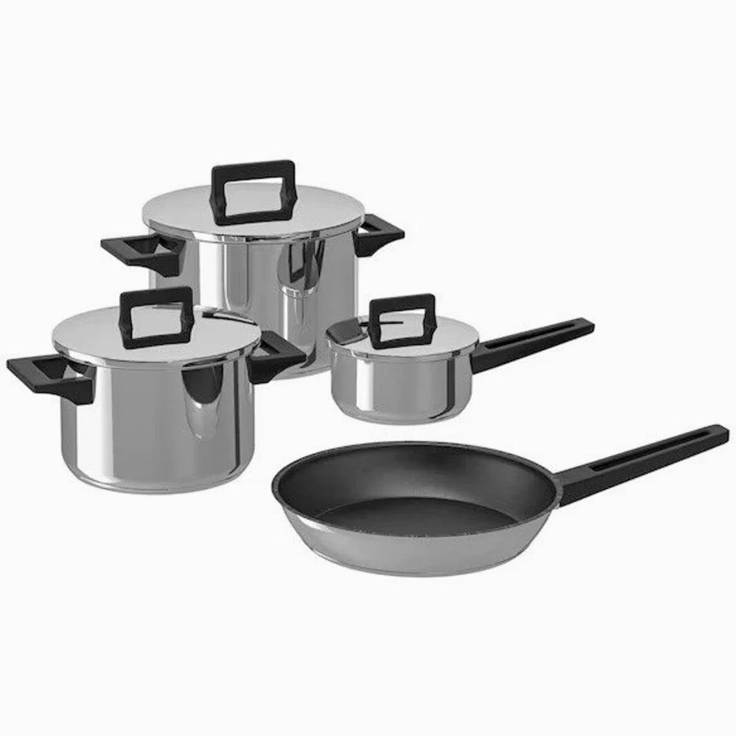 IKEA, OUMBÄRLIG, set di pentole in acciaio inox, 7 pezzi