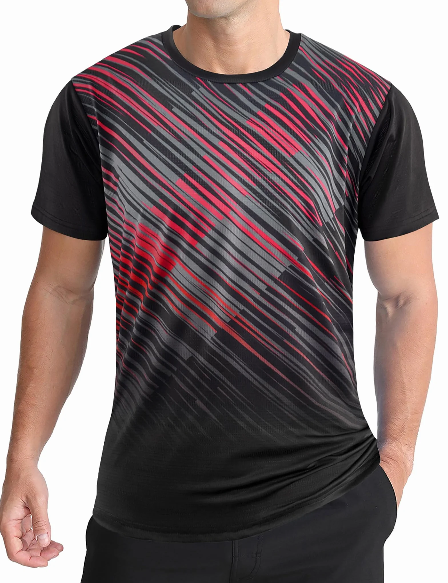 APTRO Maglietta Uomo Sportiva Maniche Corte Tessuto Elastico Asciugatura Rapida Fori Traspiranti Fitness