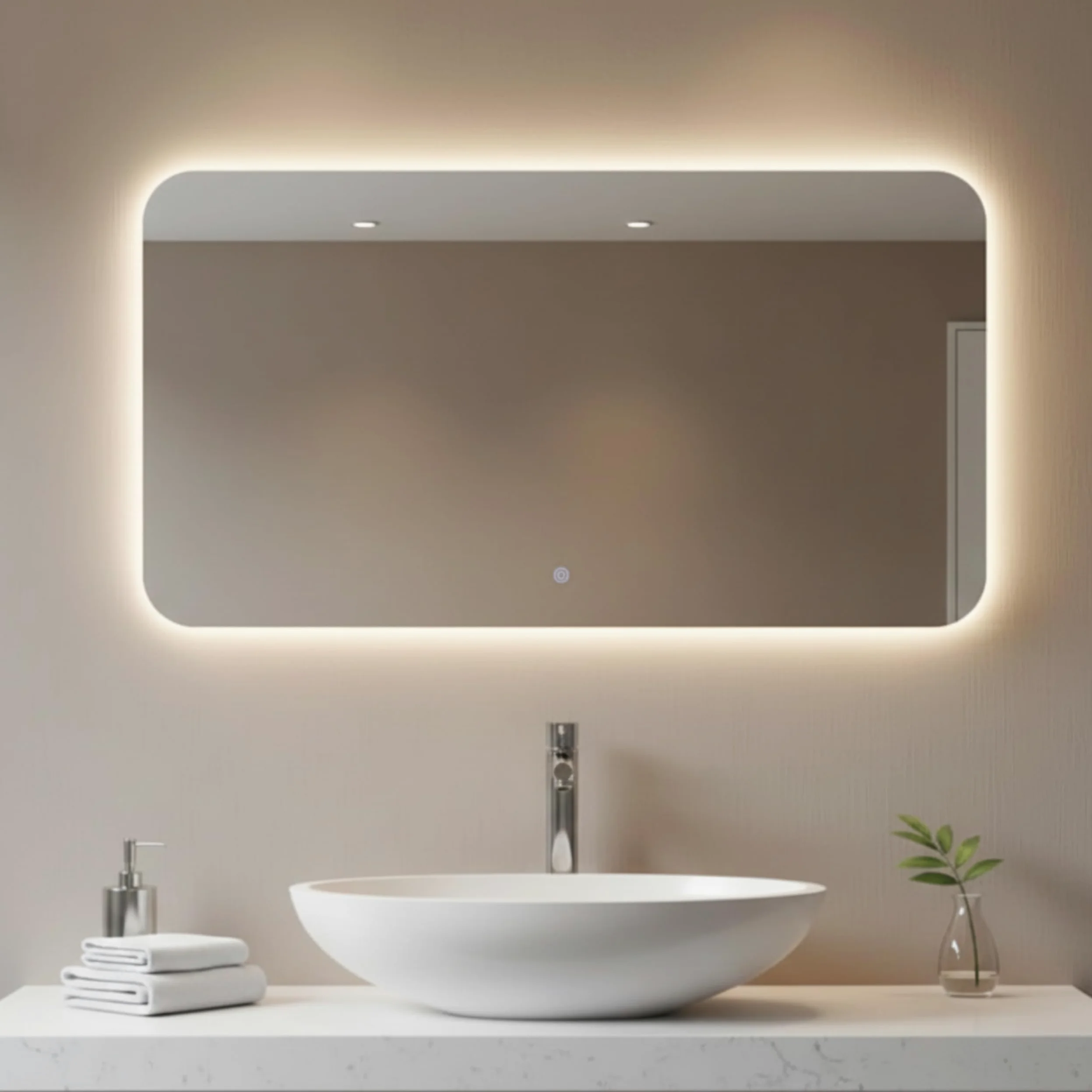 Specchio Bagno con Luce LED CIRCE 100x70 cm, Striscia LED Naturale 4000K, Moderno Retroilluminato 24V