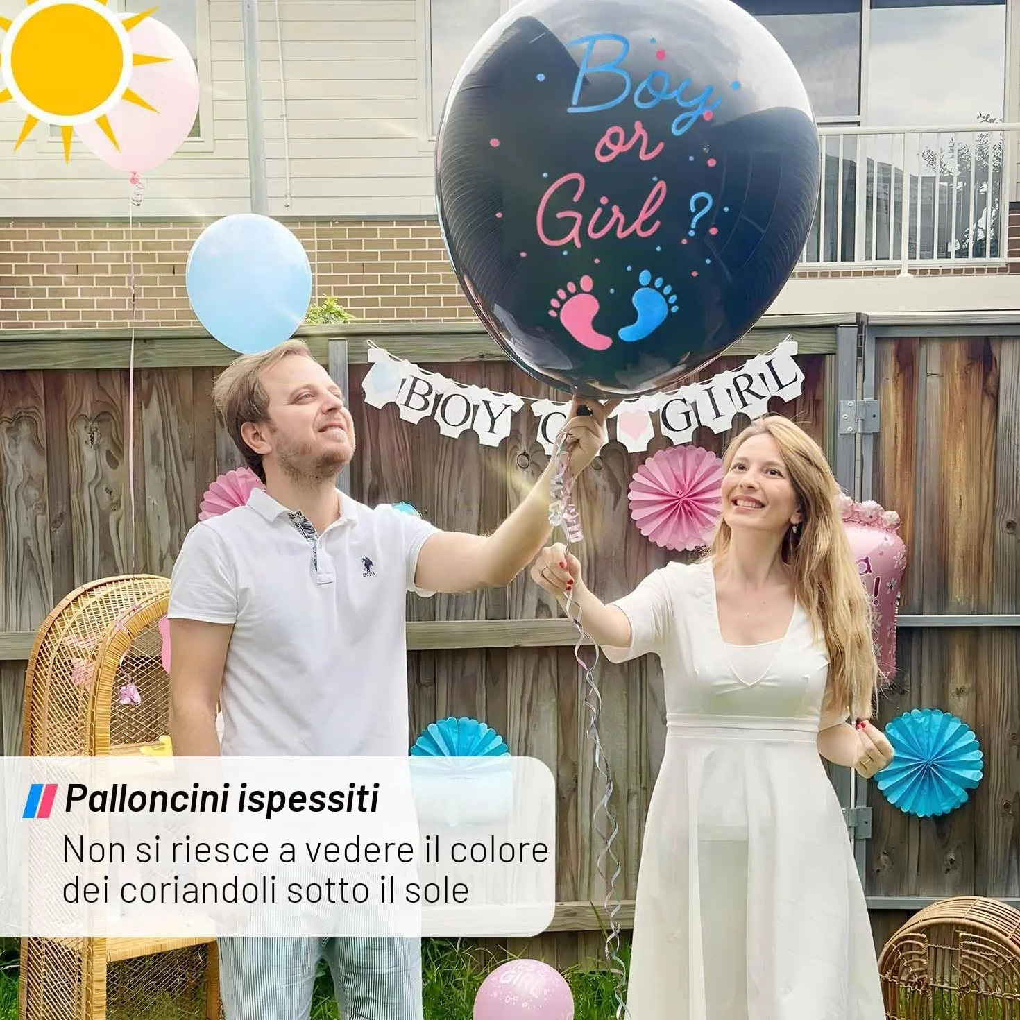 2pcs Palloncino Baby Shower Boy or Girl, 36 Pollici Palloncini Gender Reveal Grandi Palloncini in Lattice con Nastro di Coriandoli Rosa Blu per Baby Shower Decorazioni Gender Reveal Ideas