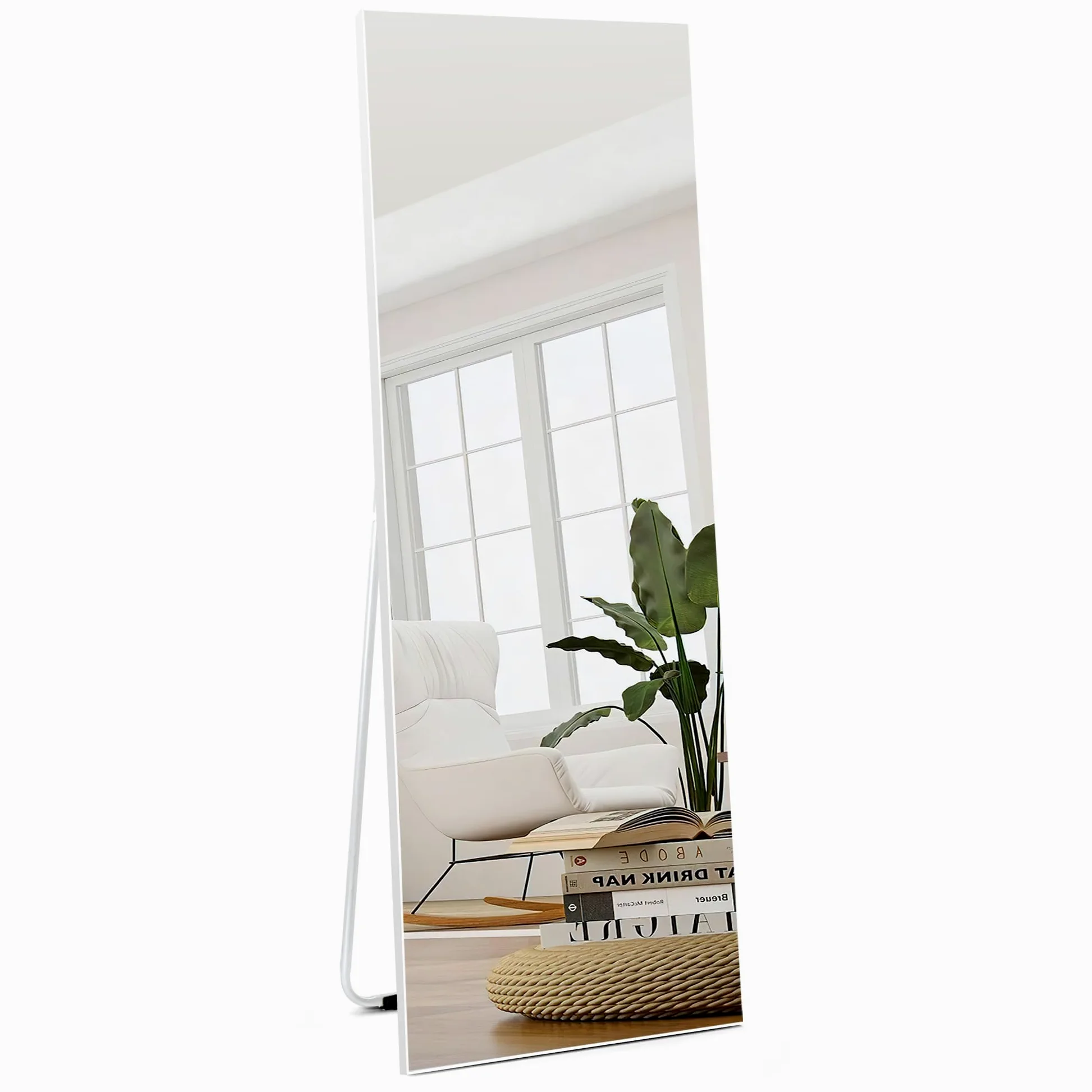 HORLIMER Specchio da Parete 150x51cm,Specchio da Terra con la Cornice Bianca,Specchio a Figura Intera Adatto per Soggiorno, Spogliatoio, Camera da Letto