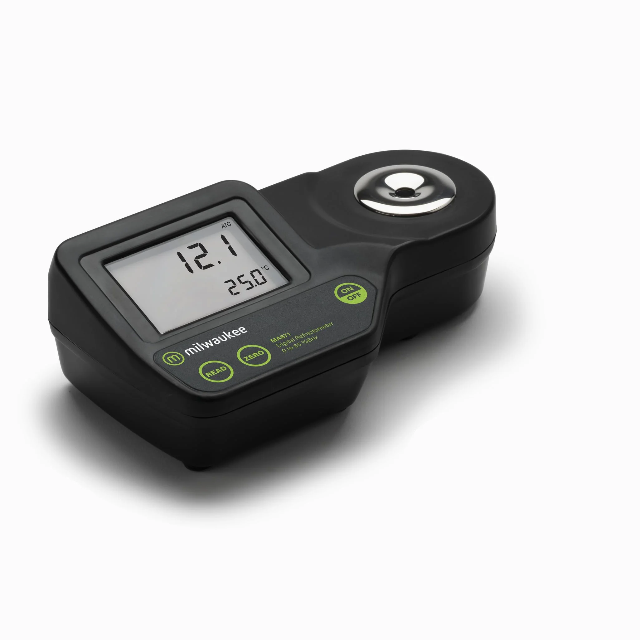Milwaukee MA871 Rifrattometro digitale del glucosio con temperatura automatica, LED giallo, da 0 a 85% Brix, +/- 0,2% Precisione, soluzione dello 0,1%