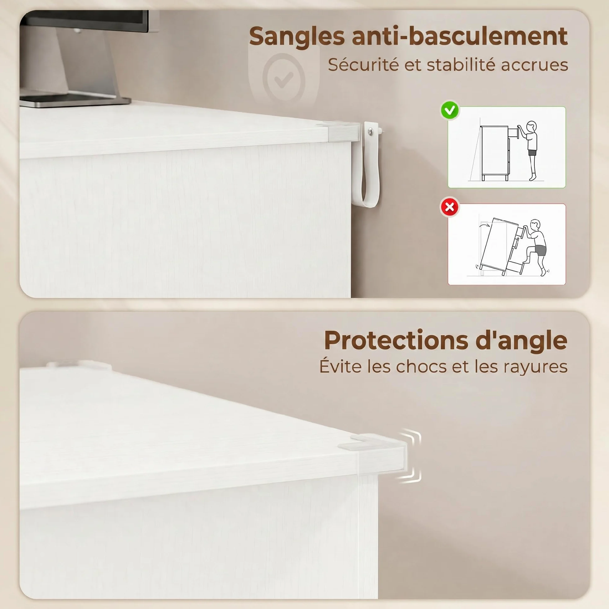 HOMCOM Scrivania 126 cm con cassetti bloccabili, grana del legno bianca | Scrivania per home office, libreria, scrivania, per camera da letto, studio