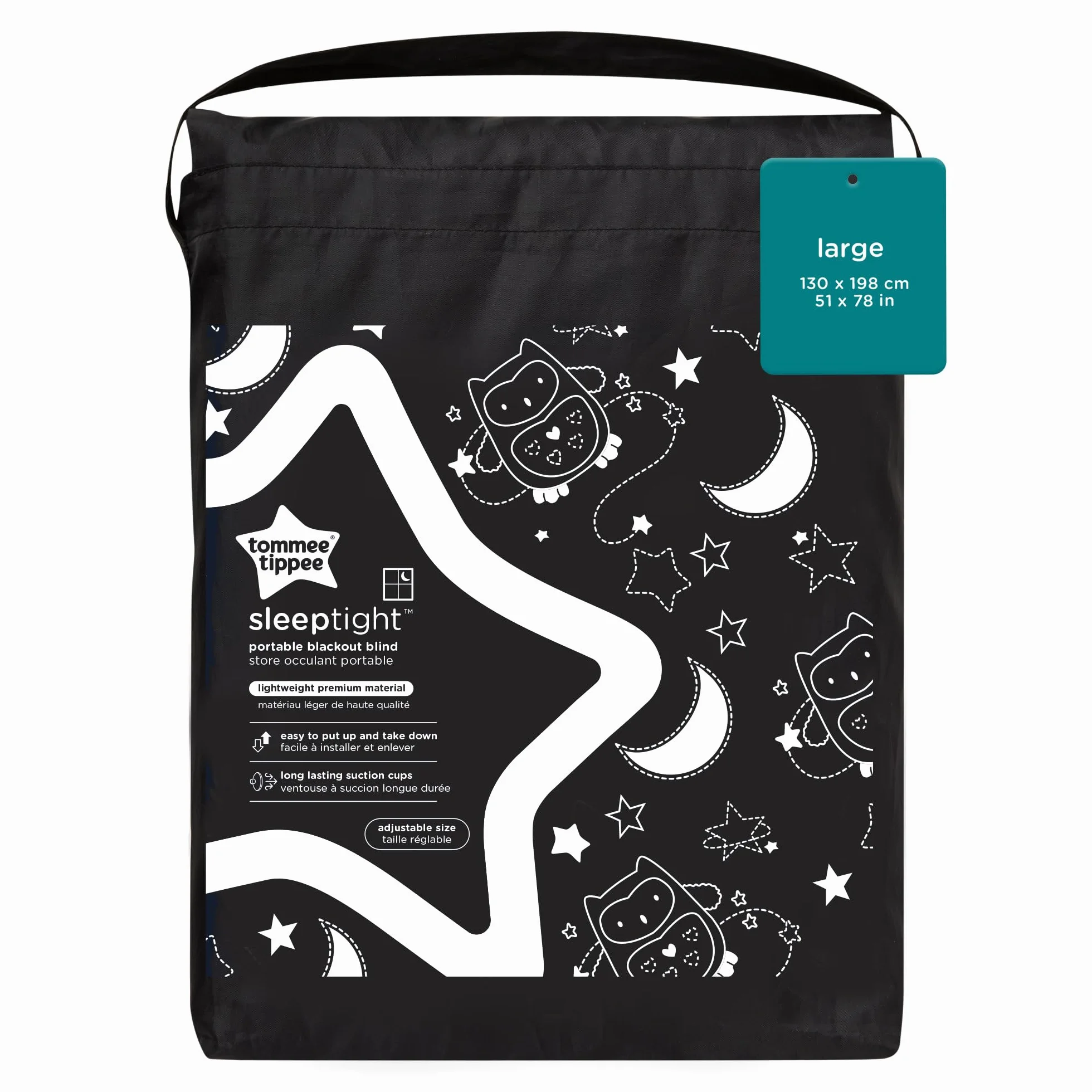 Tommee Tippee tenda oscurante portatile Sleeptight con ventose, regolabile e leggera, Large, 130 x 198 cm
