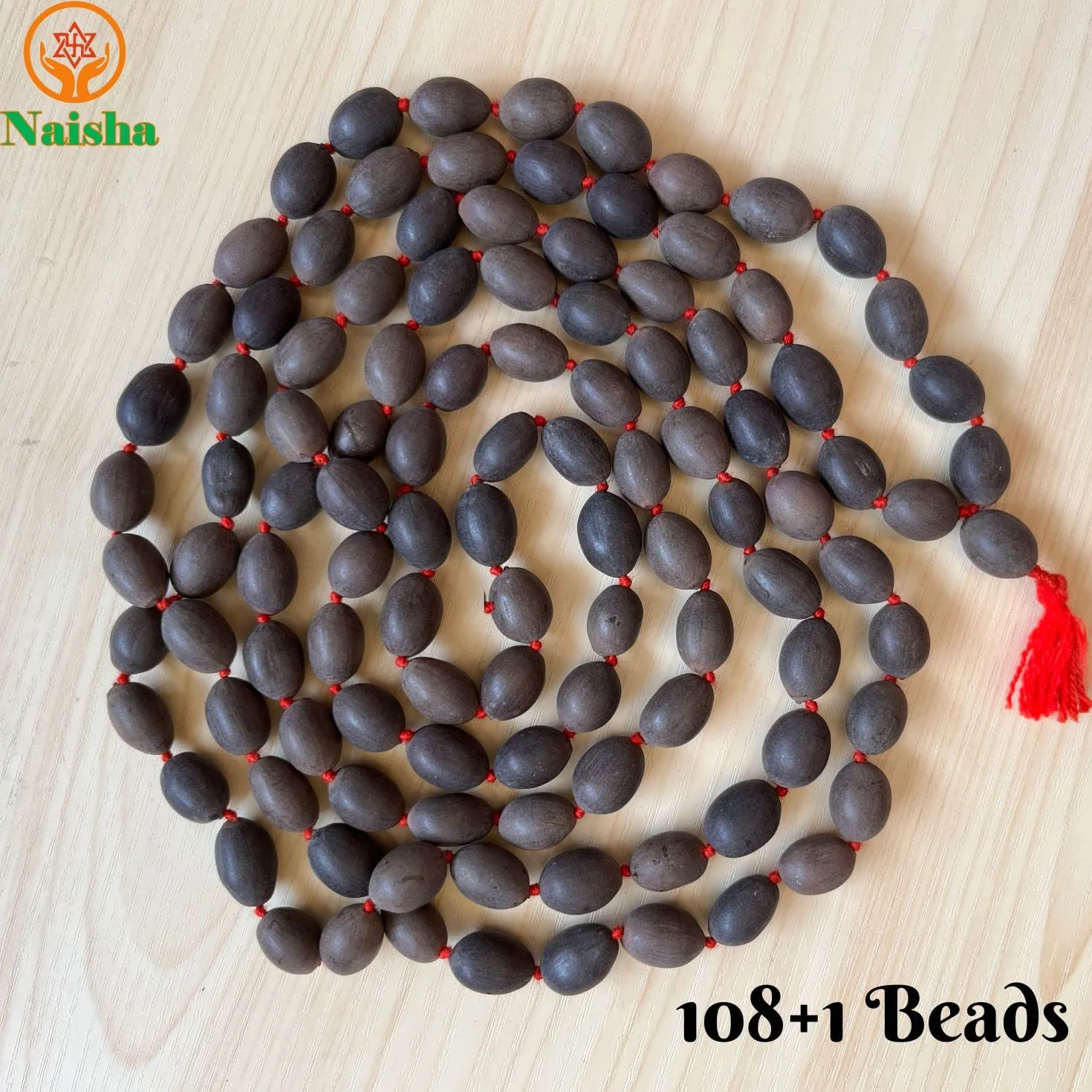 Naisha Confezione da 4 perline Tulsi Japa Mala, Kamal Gatta Mala (semi di loto), originali Vaijanti Mala e cristallo di agata Sphatik, 108+1 perline bianche