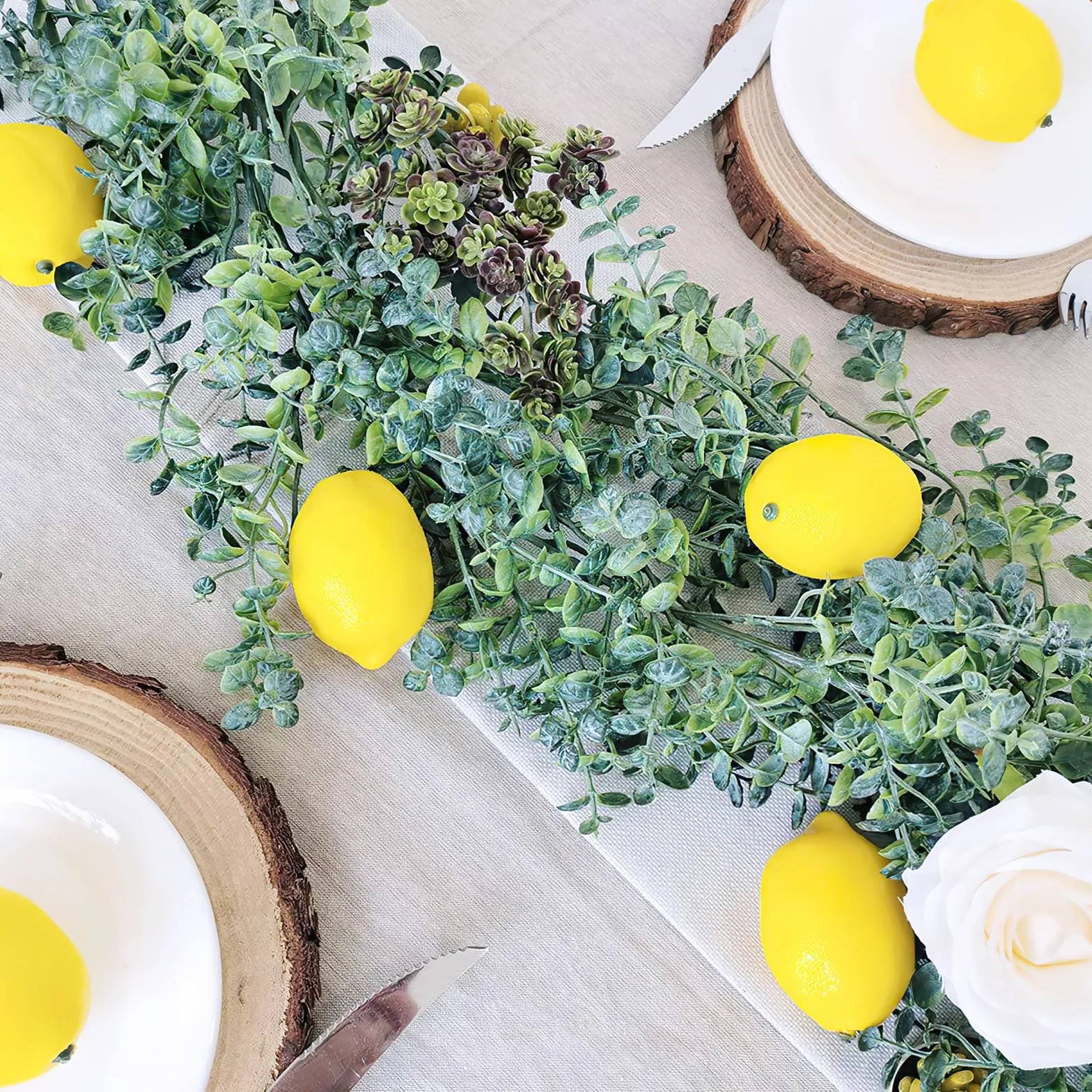 Limoni artificiali set 6 decorazioni frutta gialla realistica per tavolo cucina feste