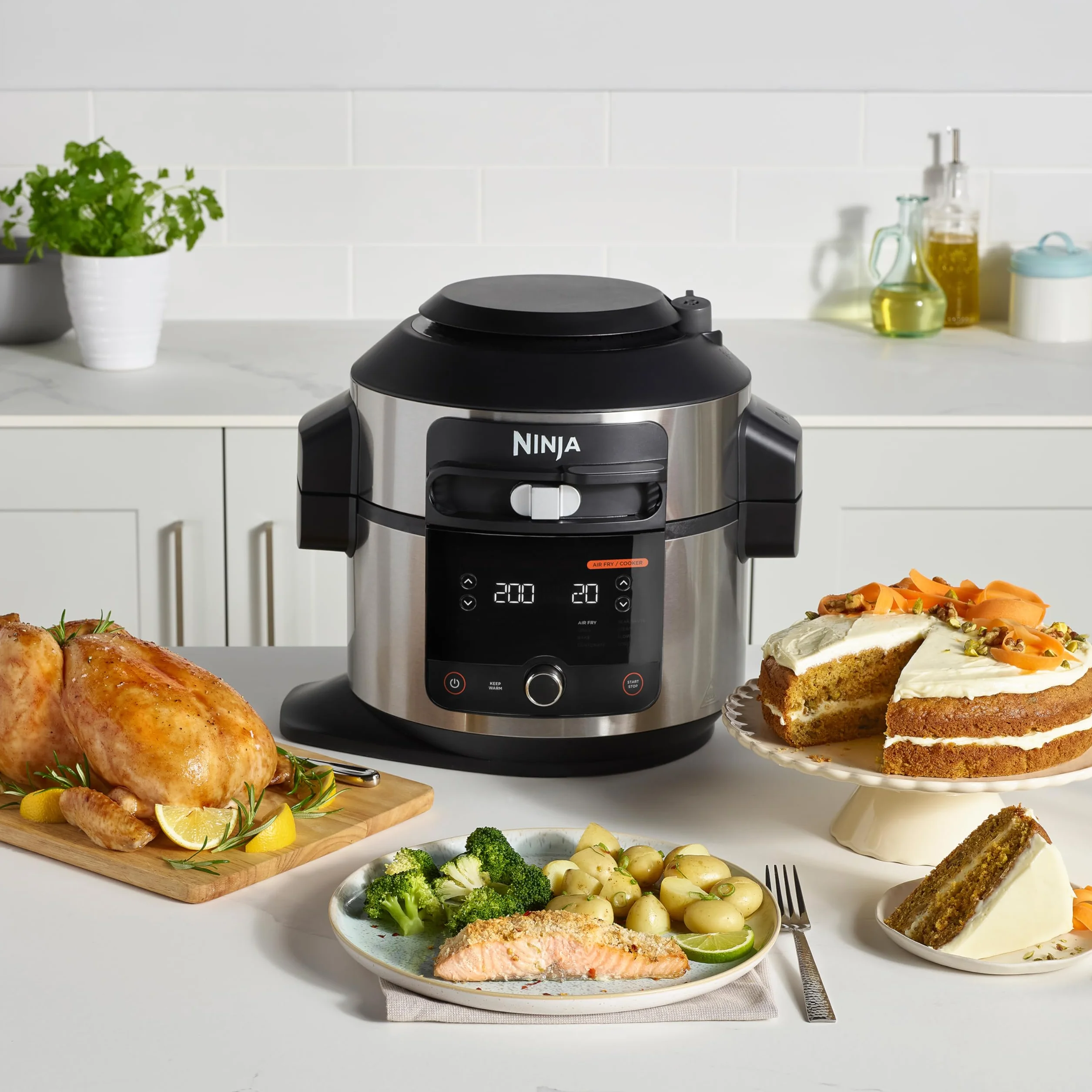 Ninja Foodi Multicooker SmartLid 6L Acciaio Inox 11 Funzioni Pentola a Pressione Friggitrice ad Aria Cottura a Vapore
