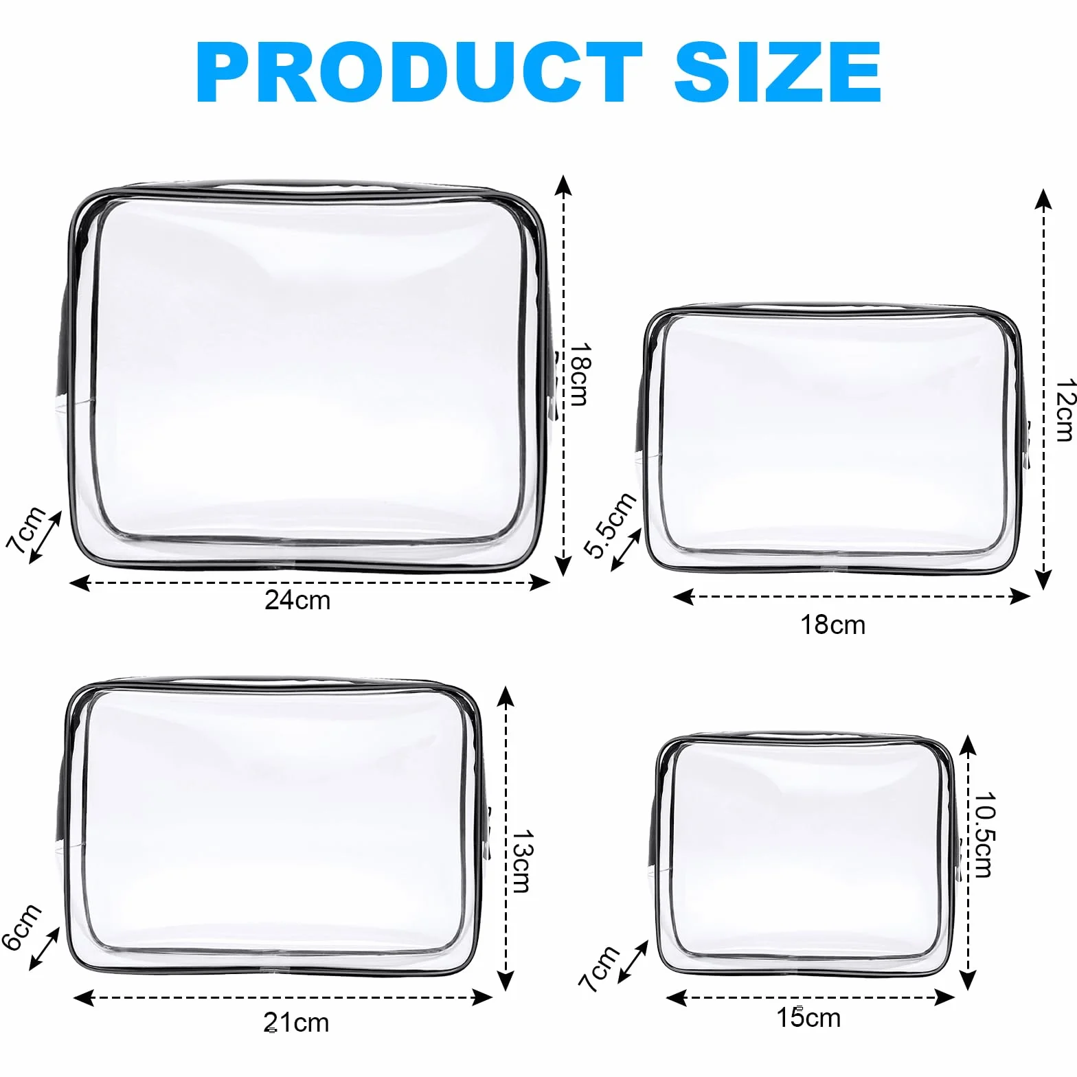 Aucuu Beauty Case Trasparente 4 Pezzi Borse Impermeabili Borsa da Viaggio per Cosmetici
