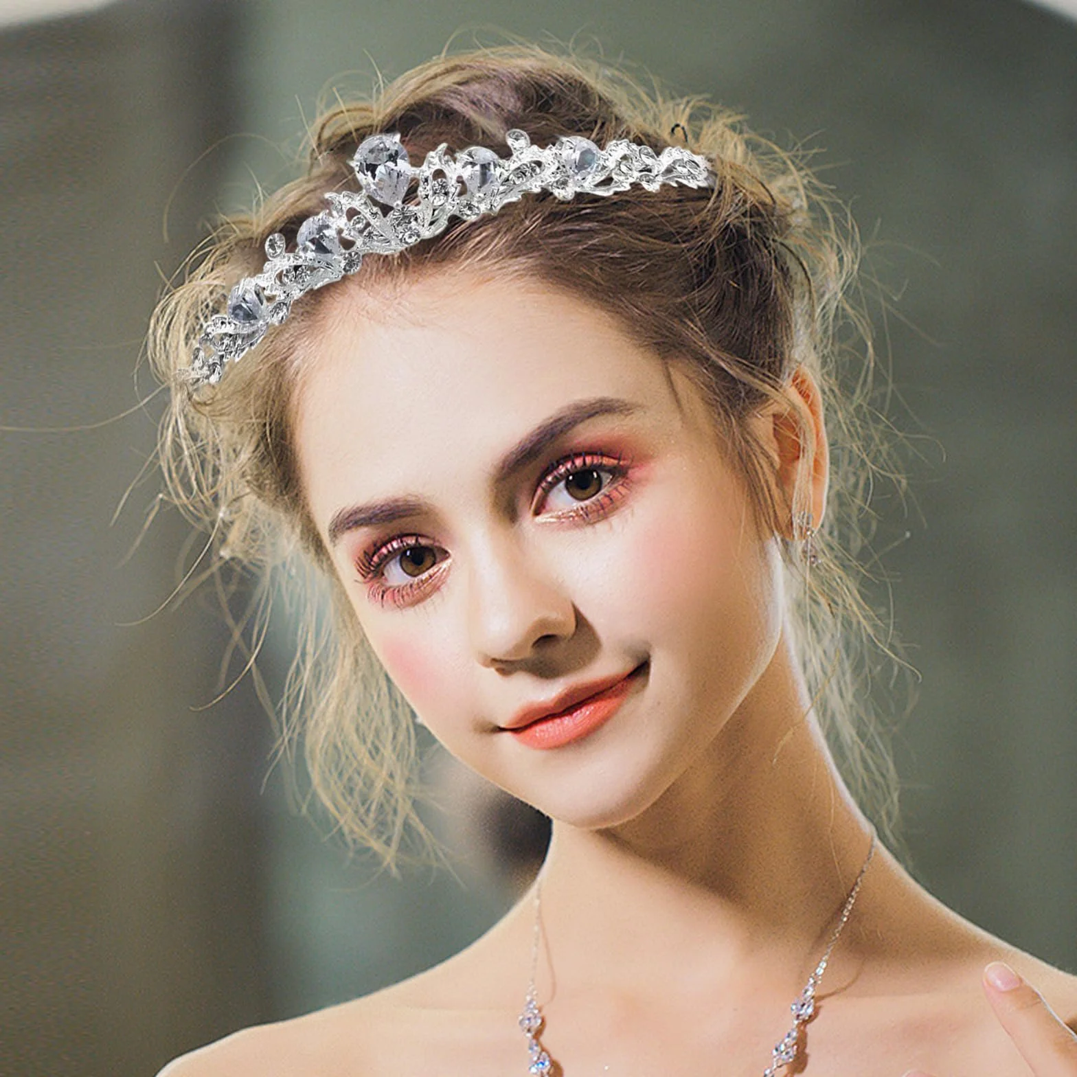 Tiara di Cristallo Principessa Corona Diadema Matrimonio Concorso Compleanno Celebrazione Argento