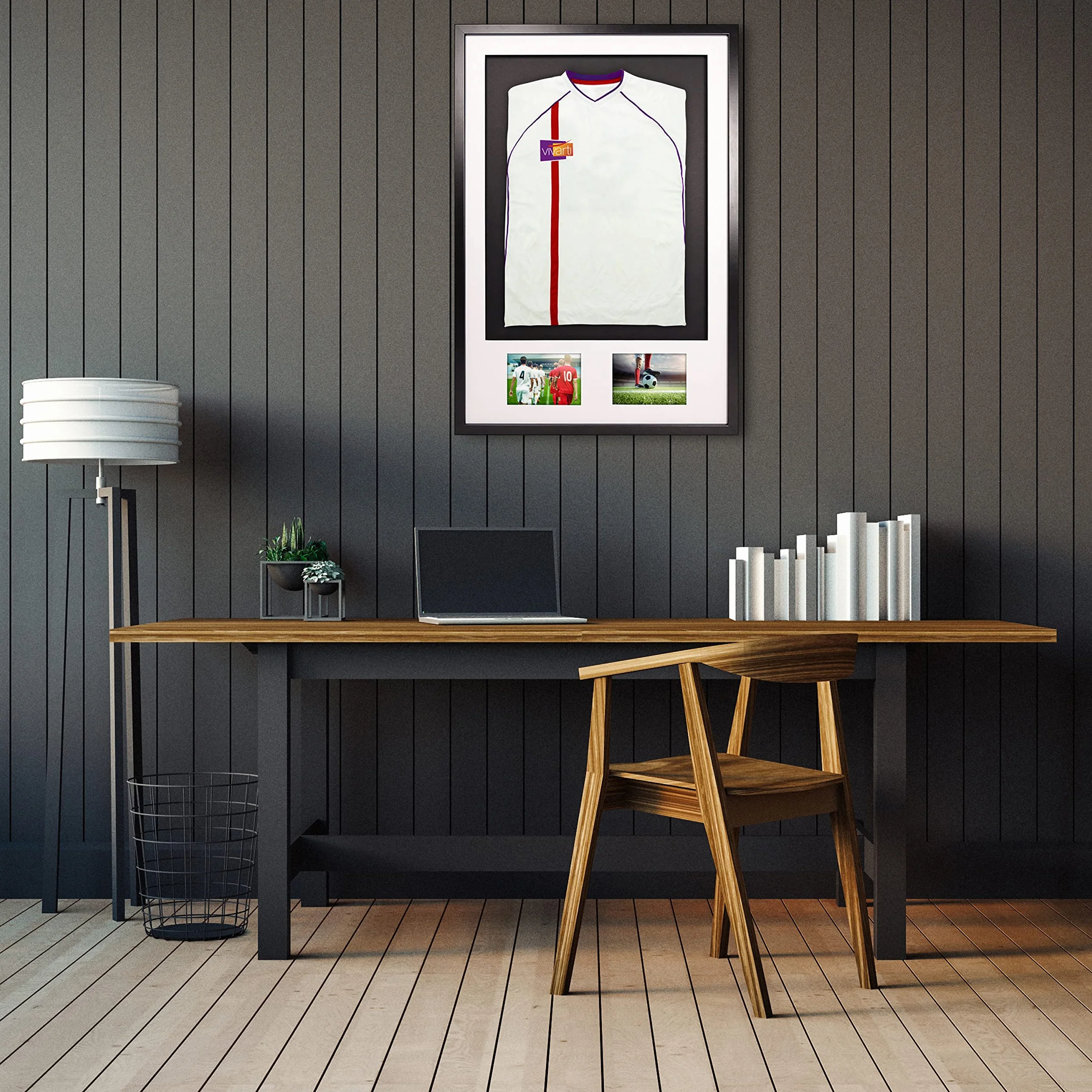 Vivarti fai da solo Adulto 3D montato - Doppia apertura Sport Camicia Display Telaio 61 x 91.5cm - Telaio nero, Monte bianco, Nero Backing Card