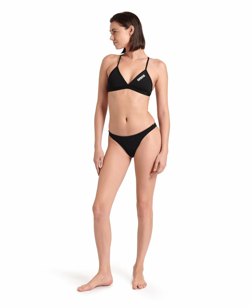 arena Performance Team Solid Top Bikini Donna Sportivo Piscina Costume Bagno Asciugatura Rapida Tessuto MaxFit Eco Resistenza Cloro Sale Protezione UV UPF 50+