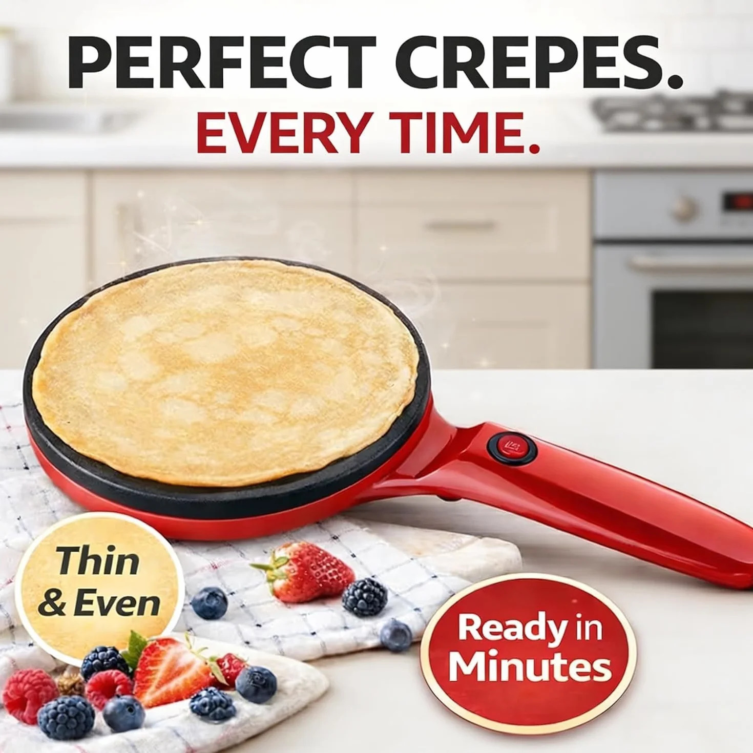 Instant 8" Electric Crepe Maker Nonstick Auto Temperature Control for Roti Tortillas Blintz Breakfast