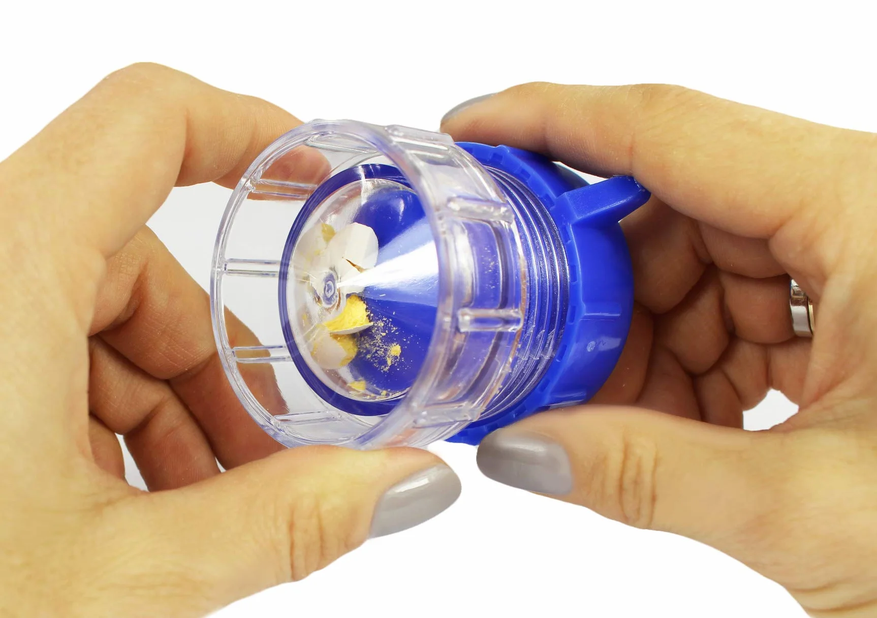 Medi-Inn Mortaio per Compresse Tablettencrusher Blu con Vano Portaoggetti