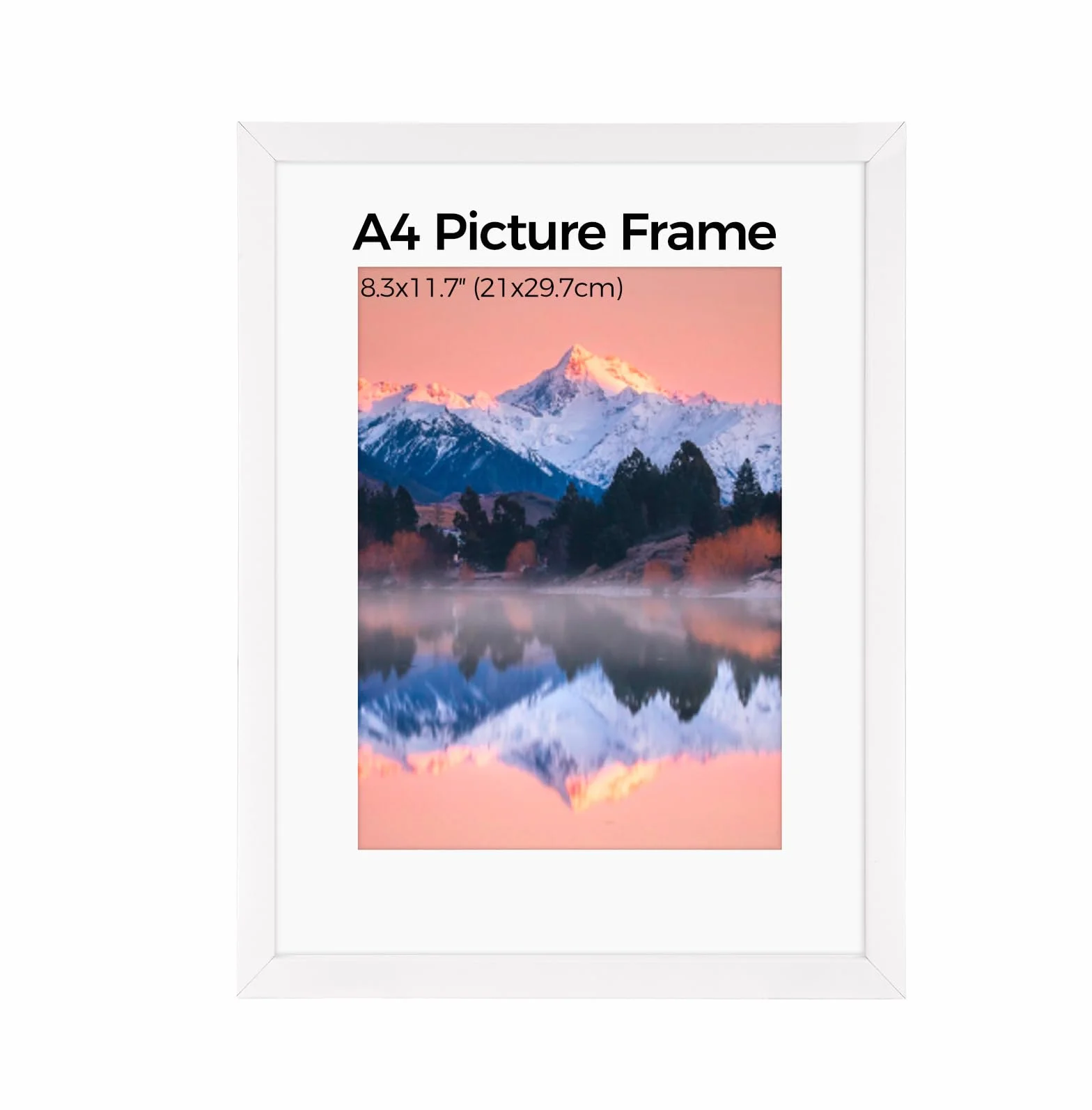 Cornice portafoto A4 21x29,7 cm DIN A4 vetro acrilico legno bianco parete orizzontale verticale