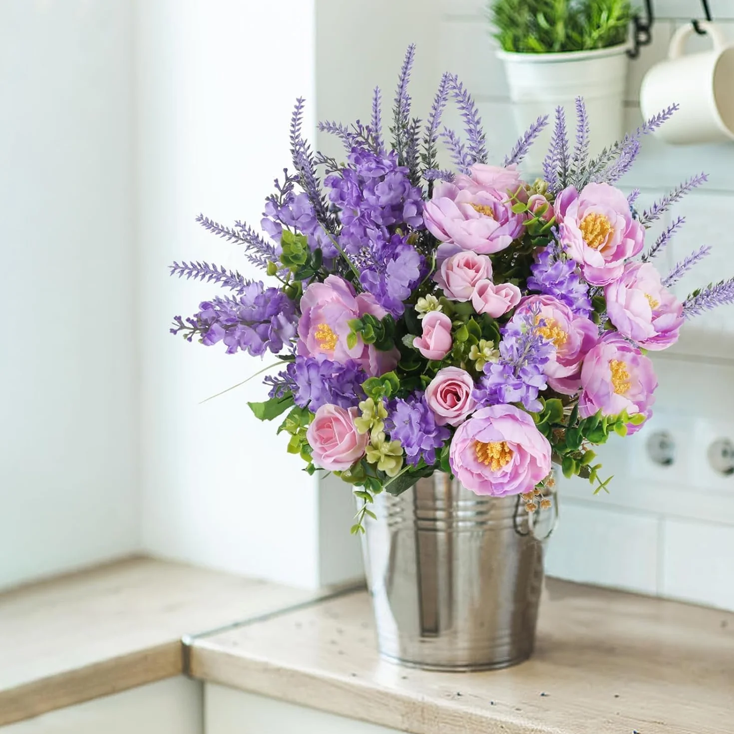Fiori Artificiali Viola di Seta per Cimitero Decorazione Esterni Balcone Giardino